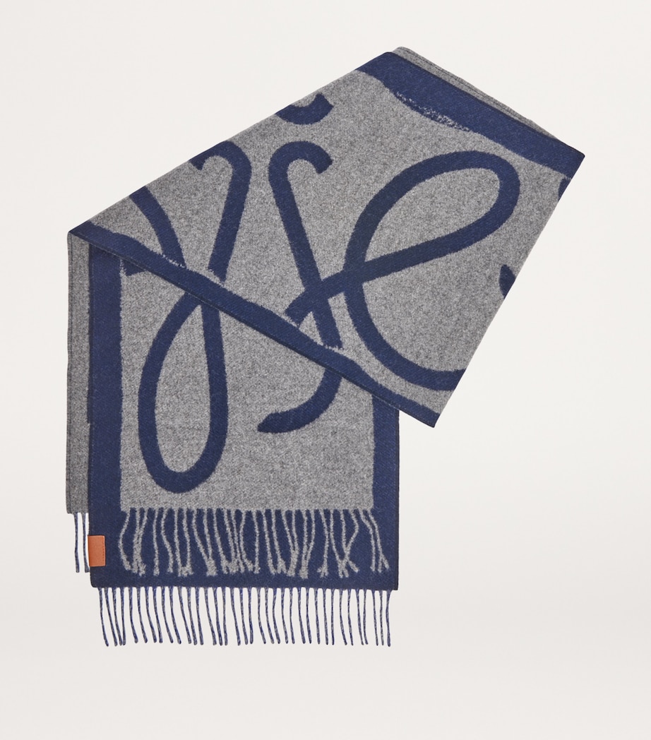 Wool-Cashmere Reversible Scarf BLUE/GREY Image 2