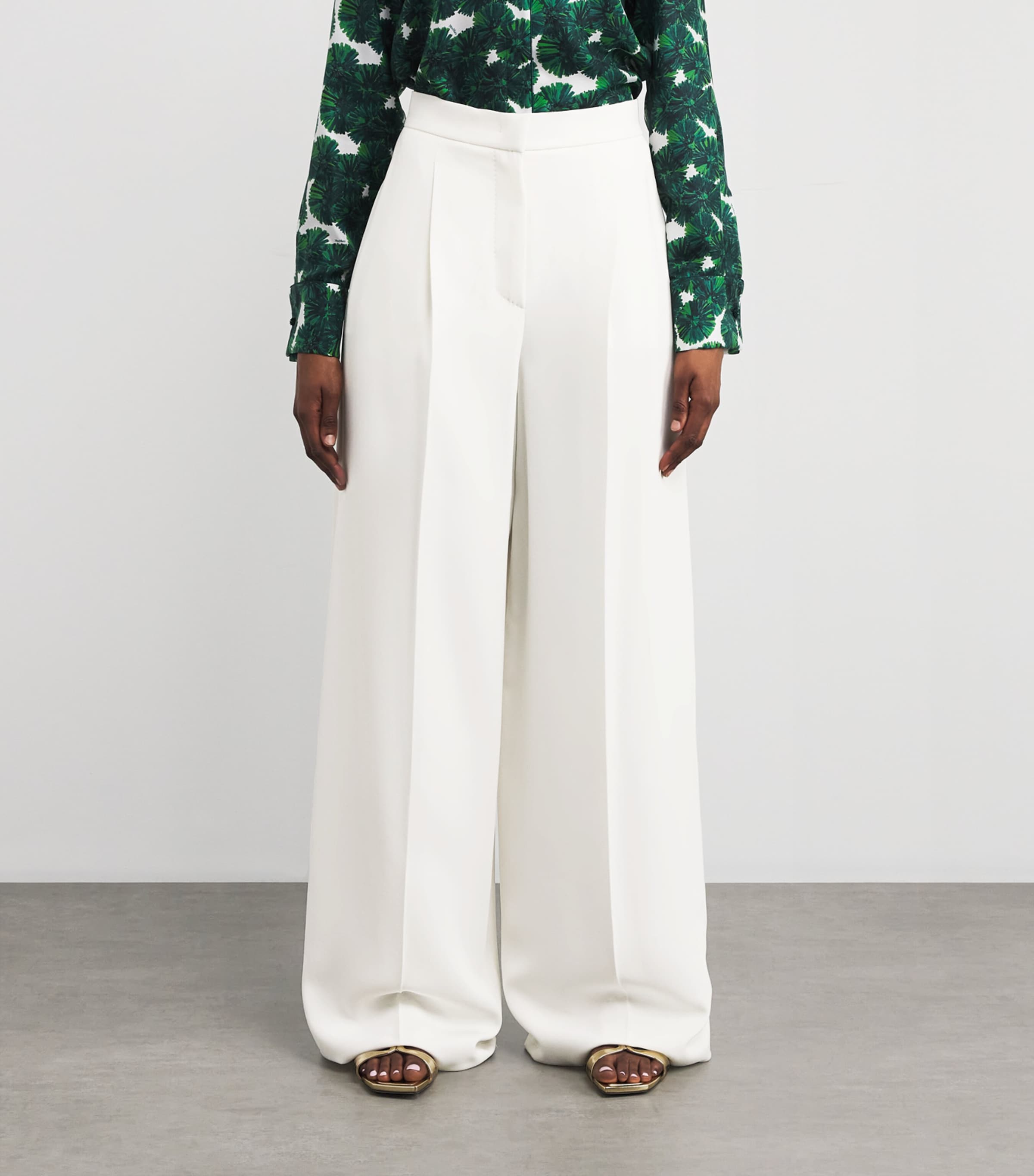 Compact Cady Wide-Leg Trousers WHITE Image 3