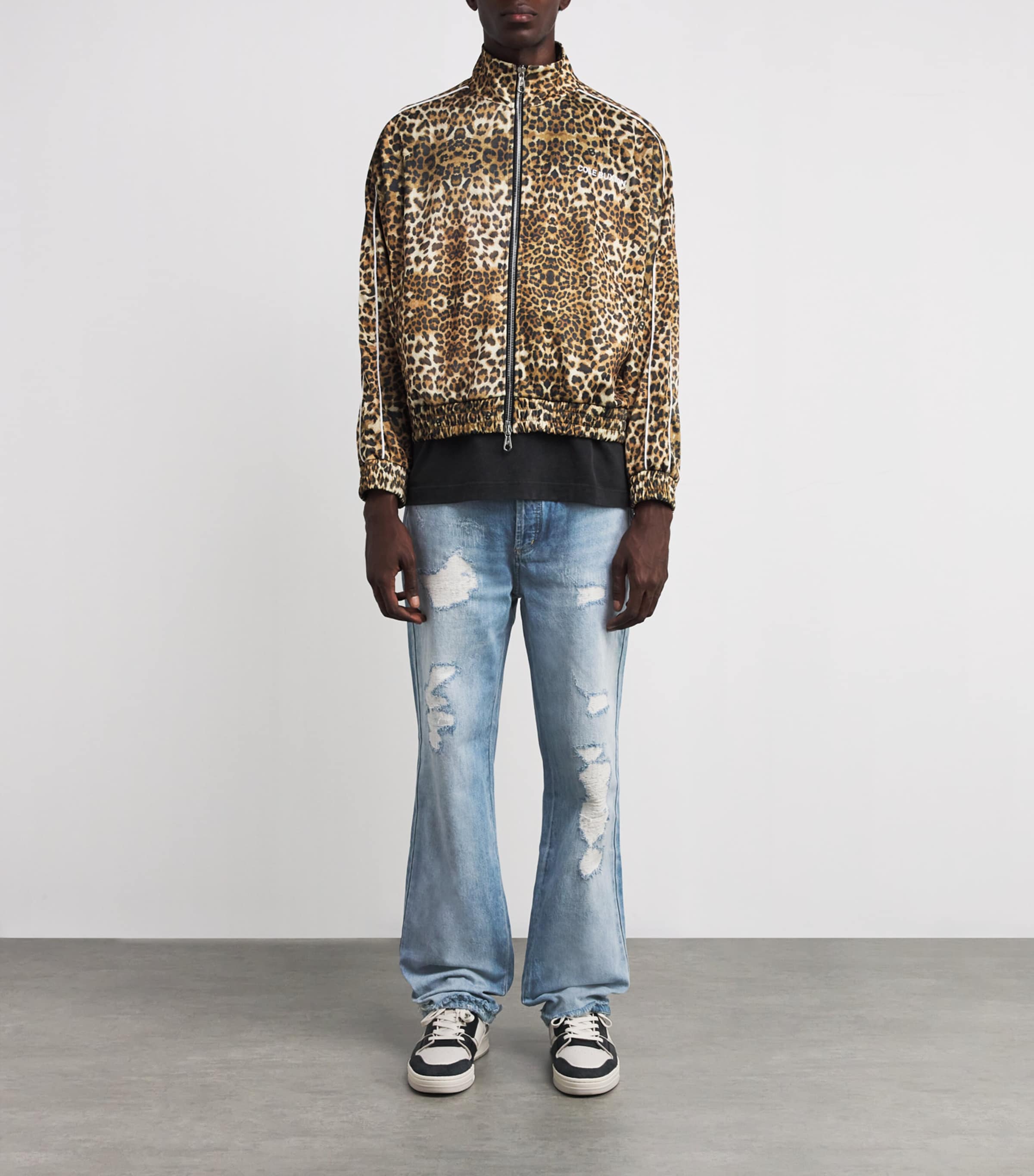 Distressed Straight Jeans 400 BLUE Image 2