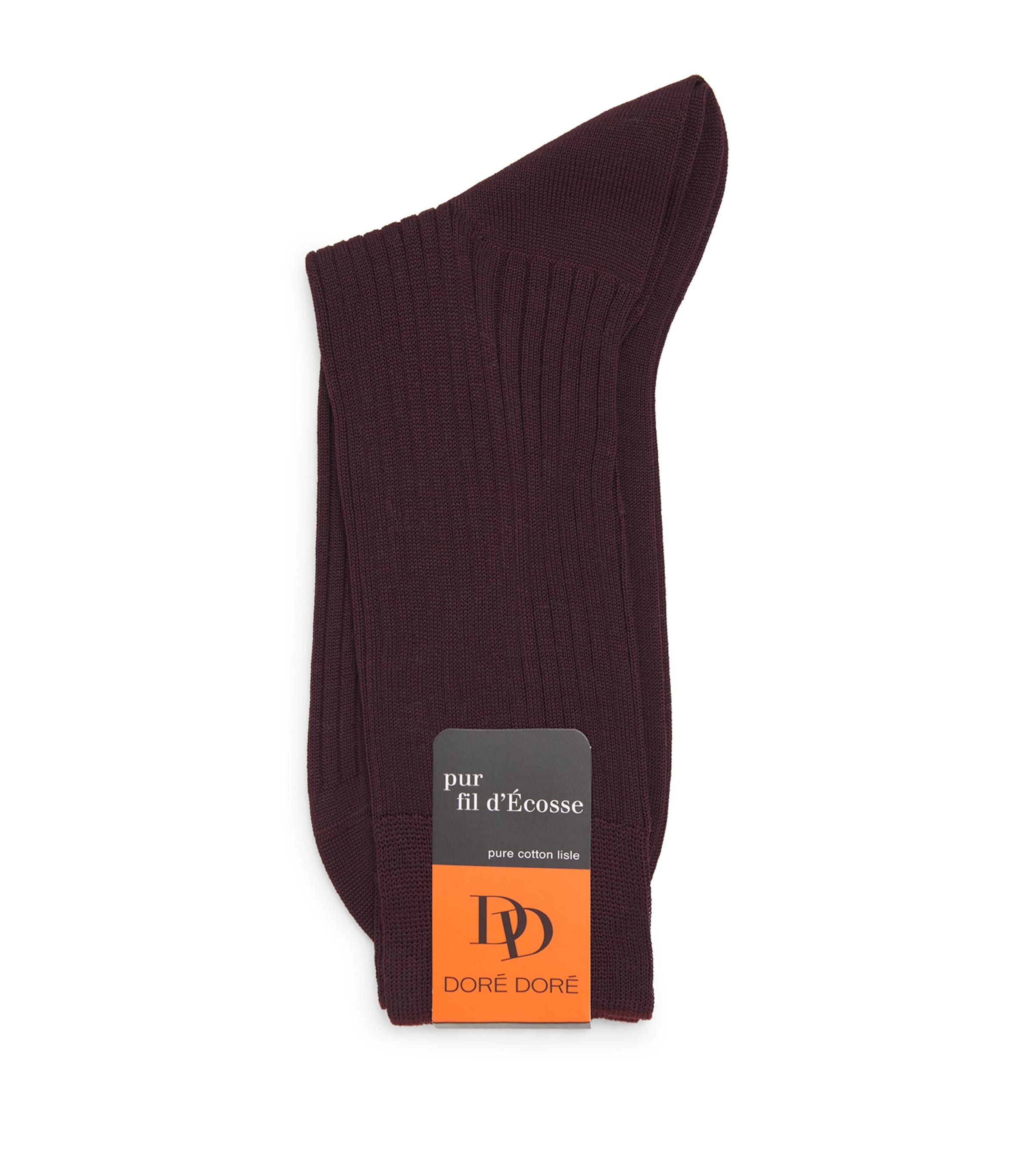 Doré Doré Mens Mercerised Cotton Ribbed Socks Bordeaux Image 1