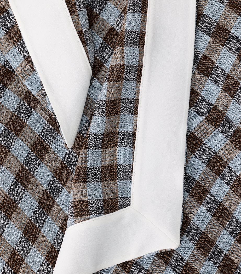 LOEWE Womens Draped Check Maxi Dress Blue/brown Image 5