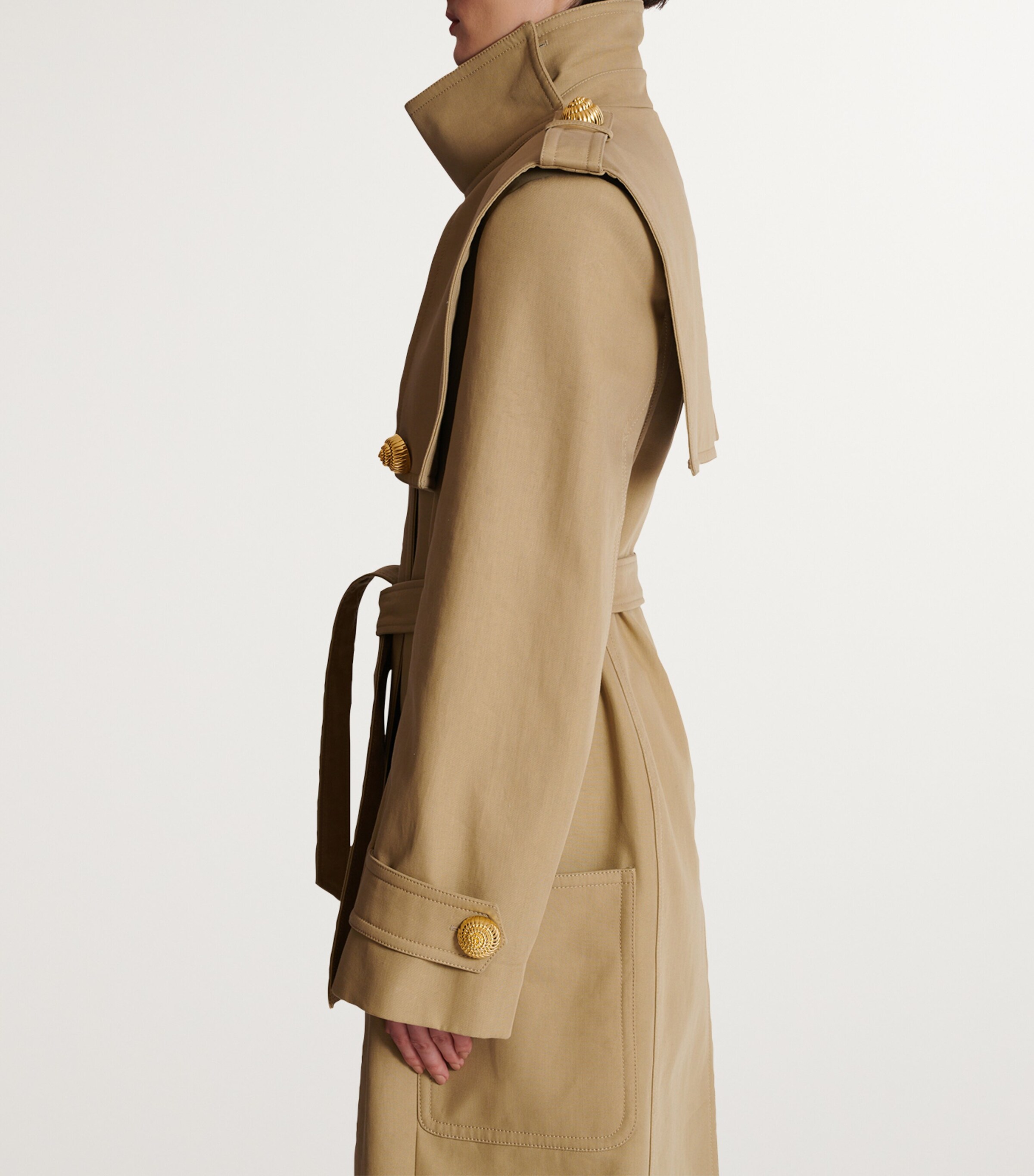 トレンチコート BALMAIN TRENCH COAT (CF1TL085CE66 0DC) Balmain - Beige double-breasted trench coat CF1TL085CE66