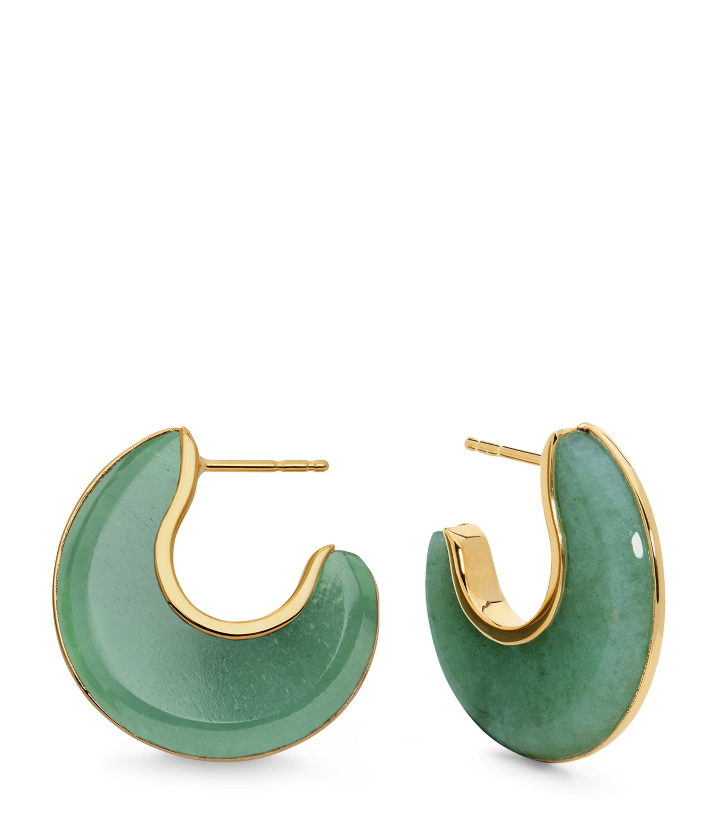 Monica Vinader Yellow Gold and Aventurine Kate Young Reversible Hoop Earrings Gold Vermeil Image 1