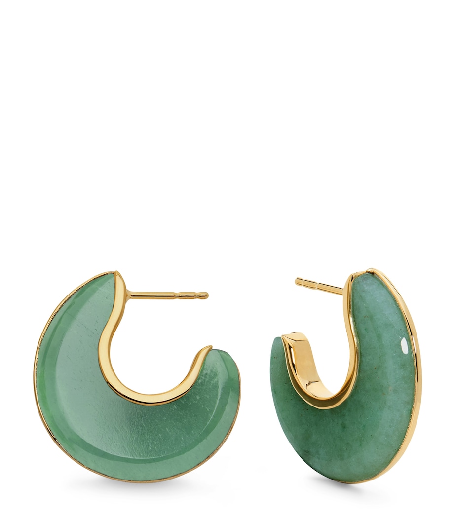 Monica Vinader Yellow Gold and Aventurine Kate Young Reversible Hoop Earrings Gold Vermeil Image 1