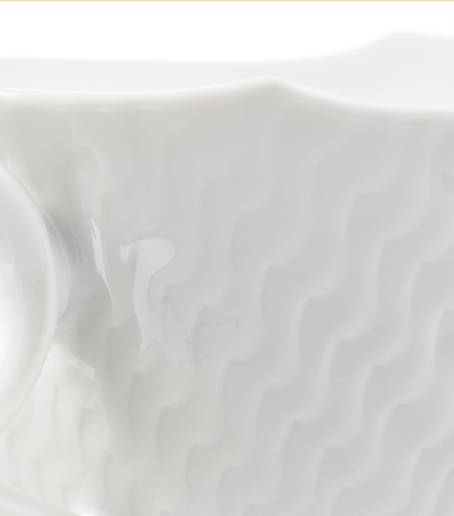 Waves Relief Teacup and Saucer WHITE Image 7