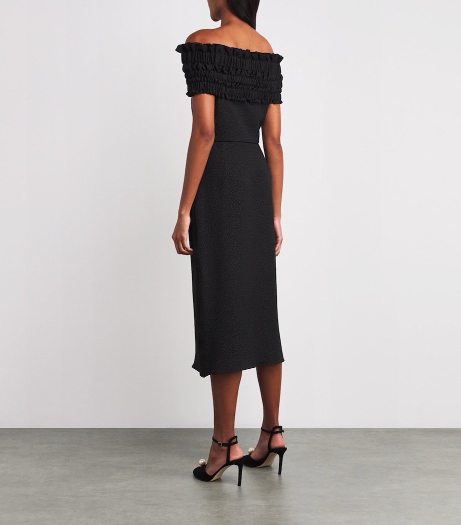 Jacquard Off-The-Shoulder Philomena Midi Dress BLA Image 3