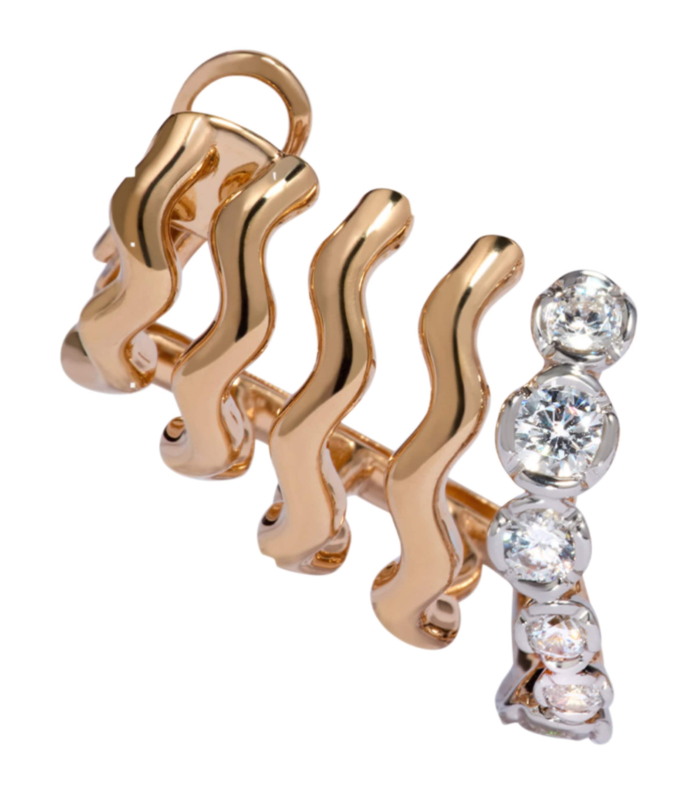 Annoushka White, Yellow Gold And Diamond Whoopsie Daisy Multi Hoop Earring