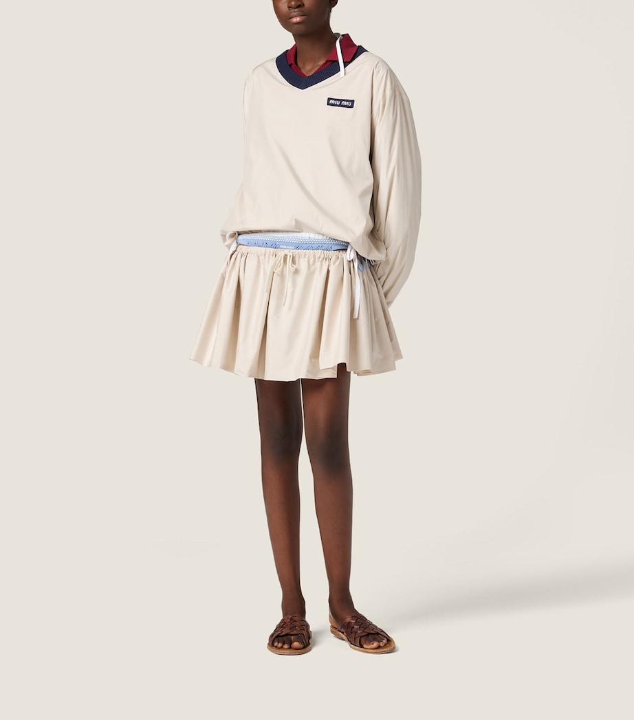 Miu Miu Womens Gathered Drawstring Mini Skirt Powder Image 2