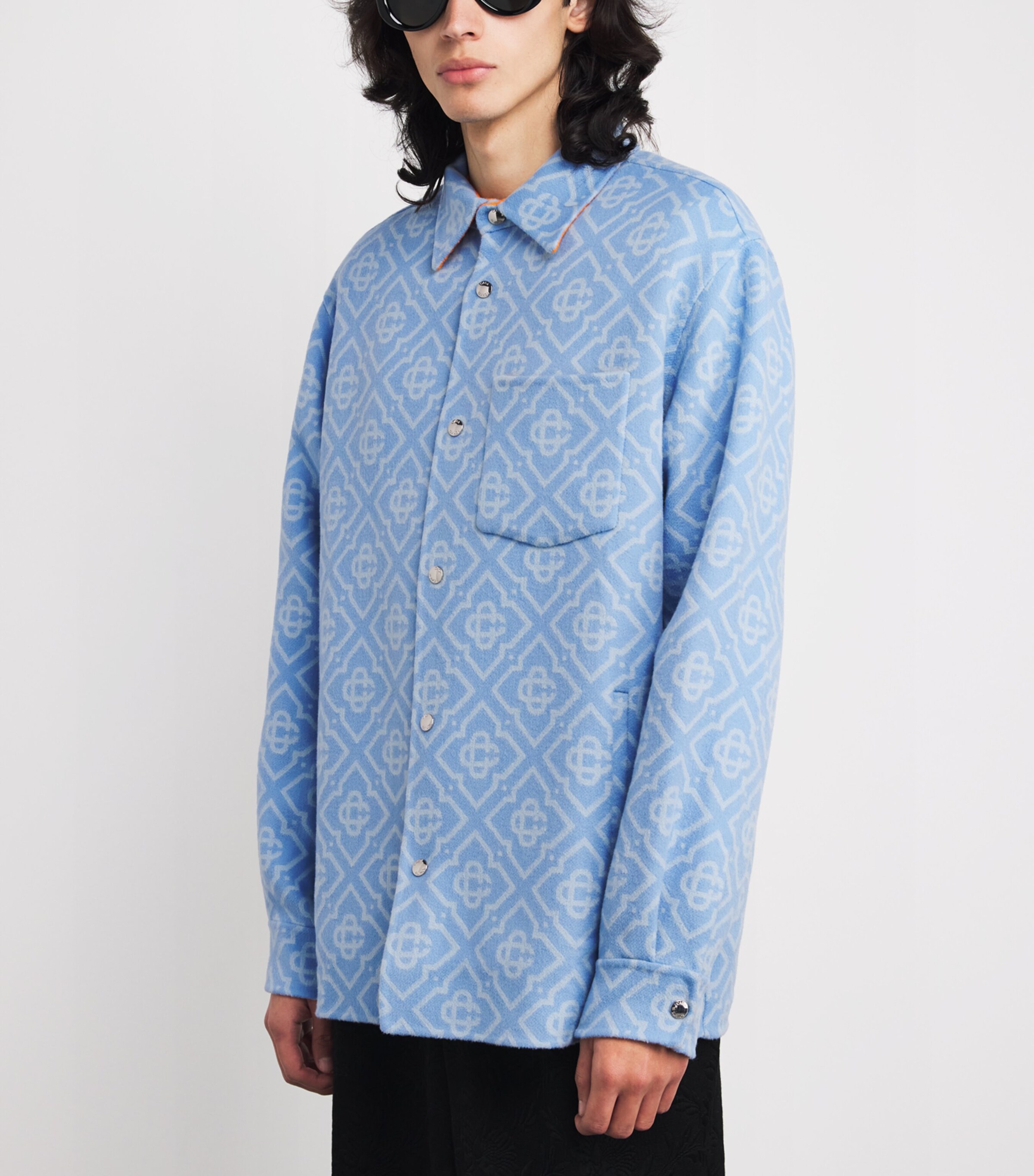 Wool Monogram Overshirt LIGHT BLUE DIMND Image 3