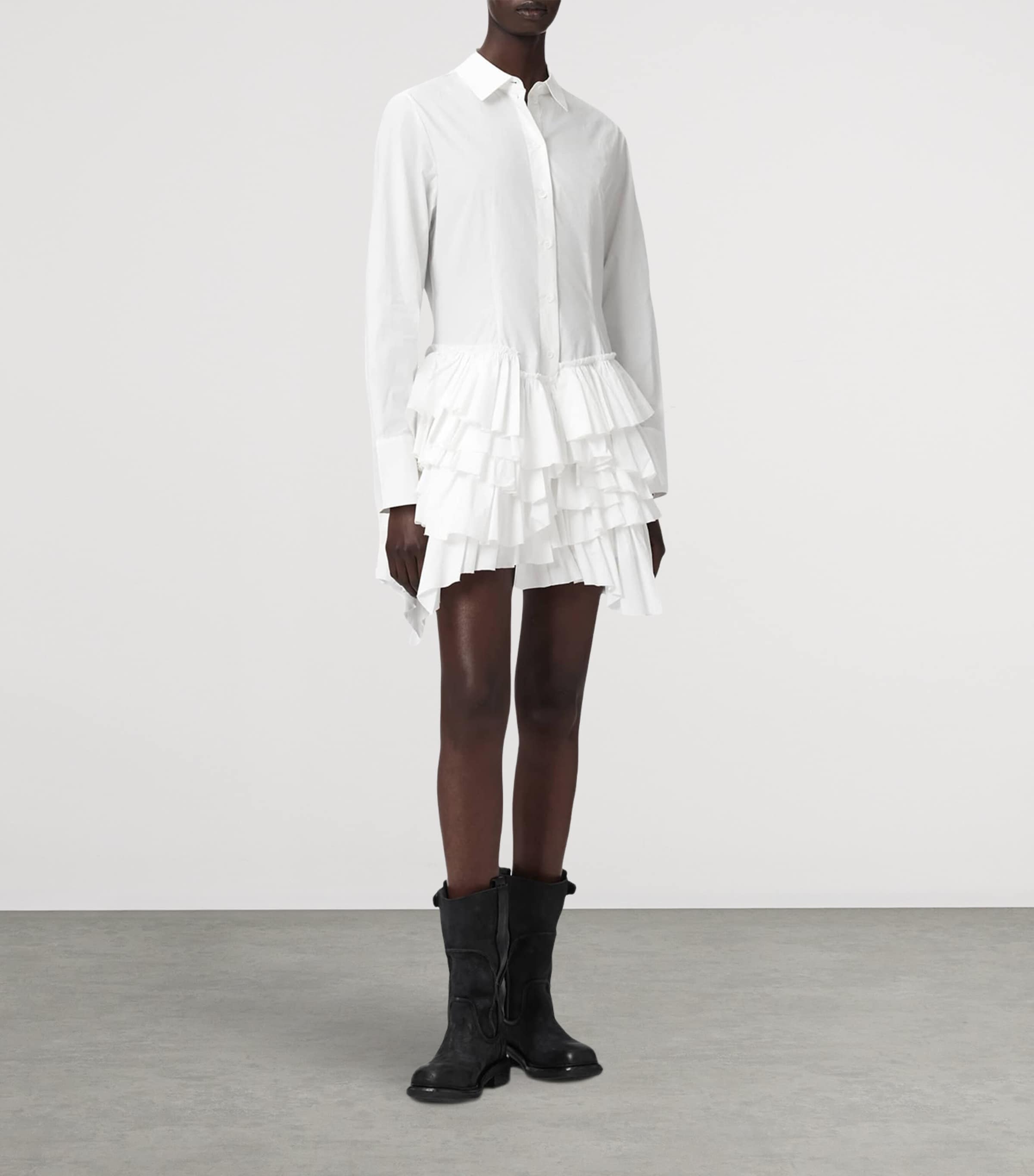 AllSaints Womens Organic Cotton Kristi Shirt Dress Optic White Image 2