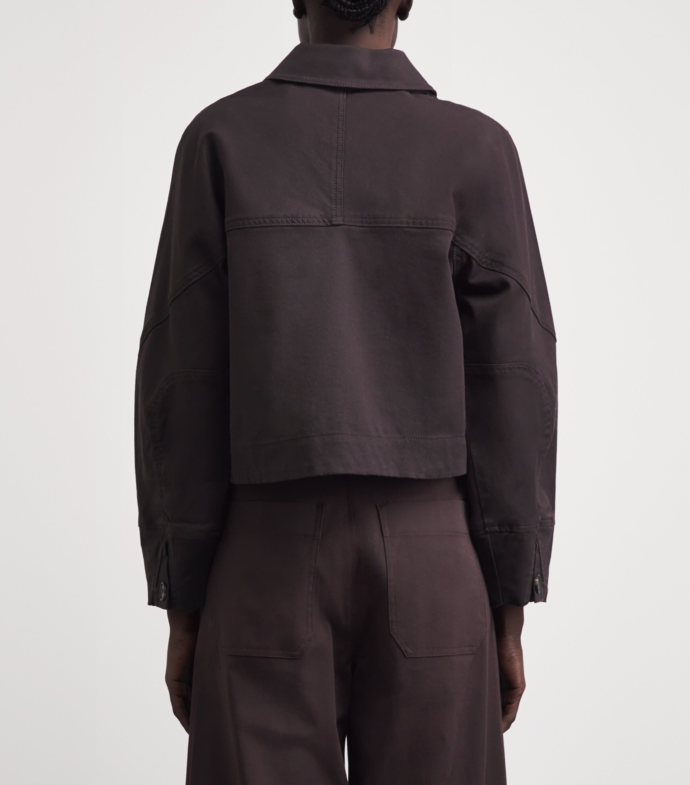 ME+EM Womens Stretch-Cotton Cocoon-Sleeve Jacket Cocoa Brown Image 5