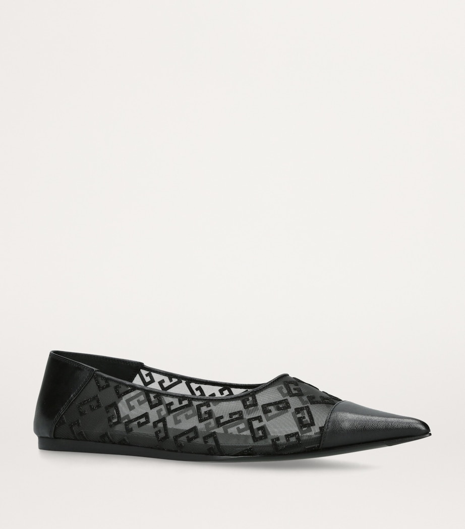 Leather-Mesh Flat Me Ballet Flats BLACK Image 3