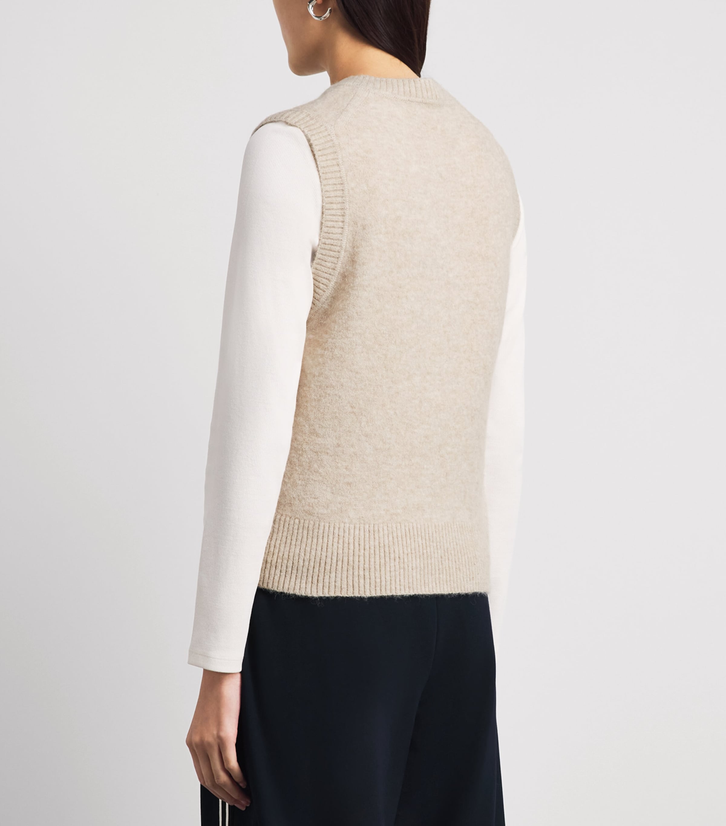 ME+EM Womens Wool-Blend Henley Sweater Vest Oatmeal Melange Image 5