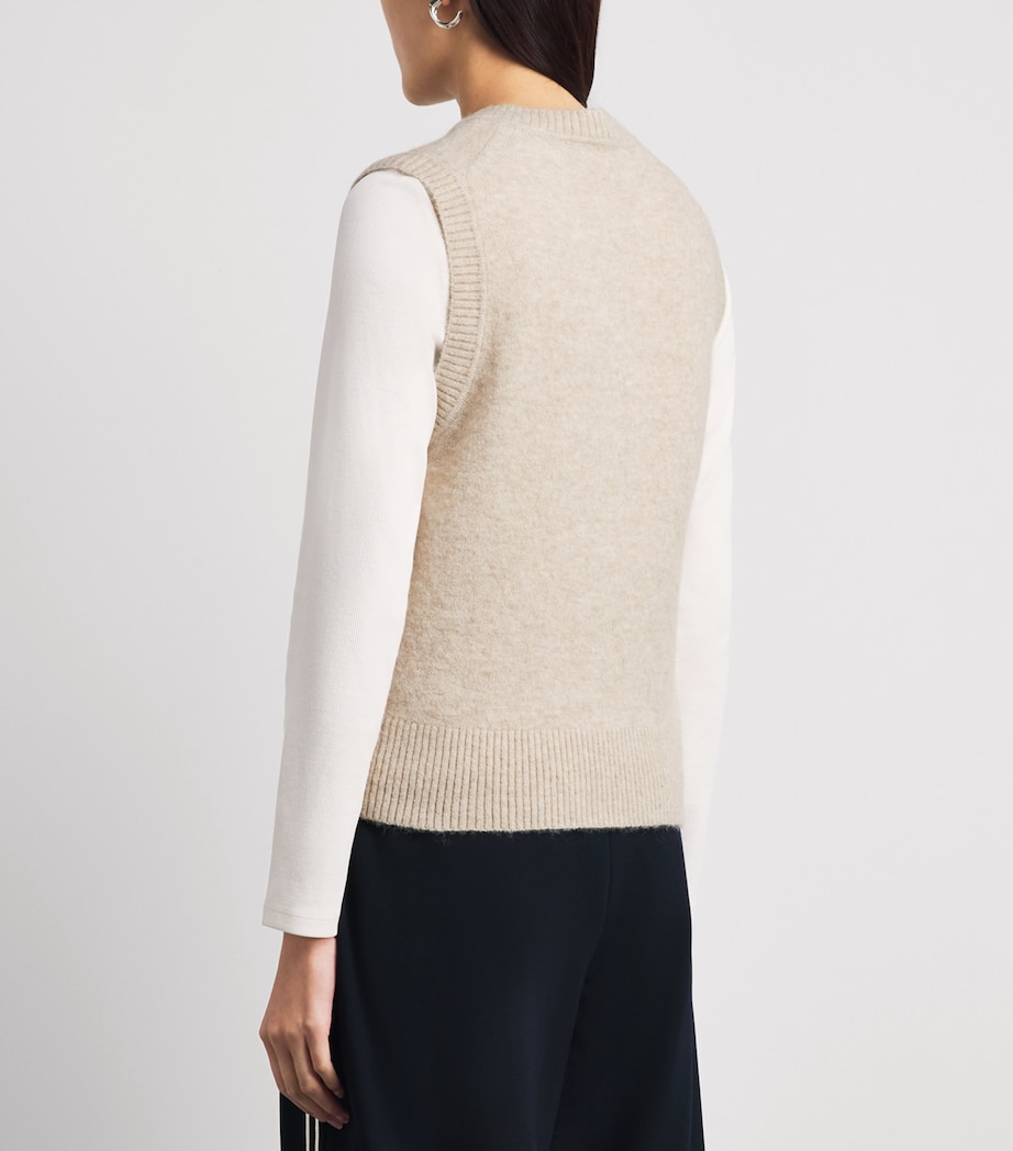 ME+EM Womens Wool-Blend Henley Sweater Vest Oatmeal Melange Image 5