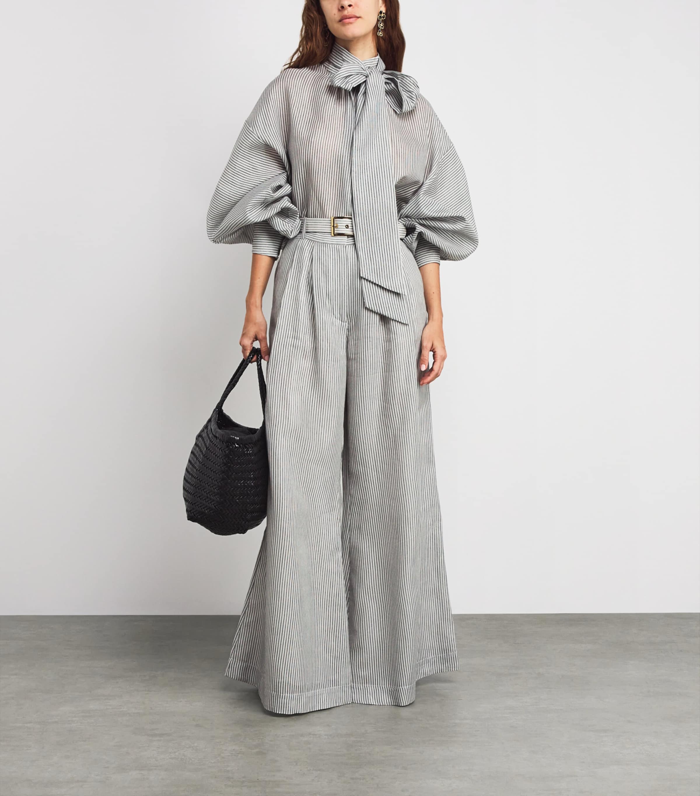 Silk-Cotton Hypnotic Blouse NAVY STRIPE Image 2