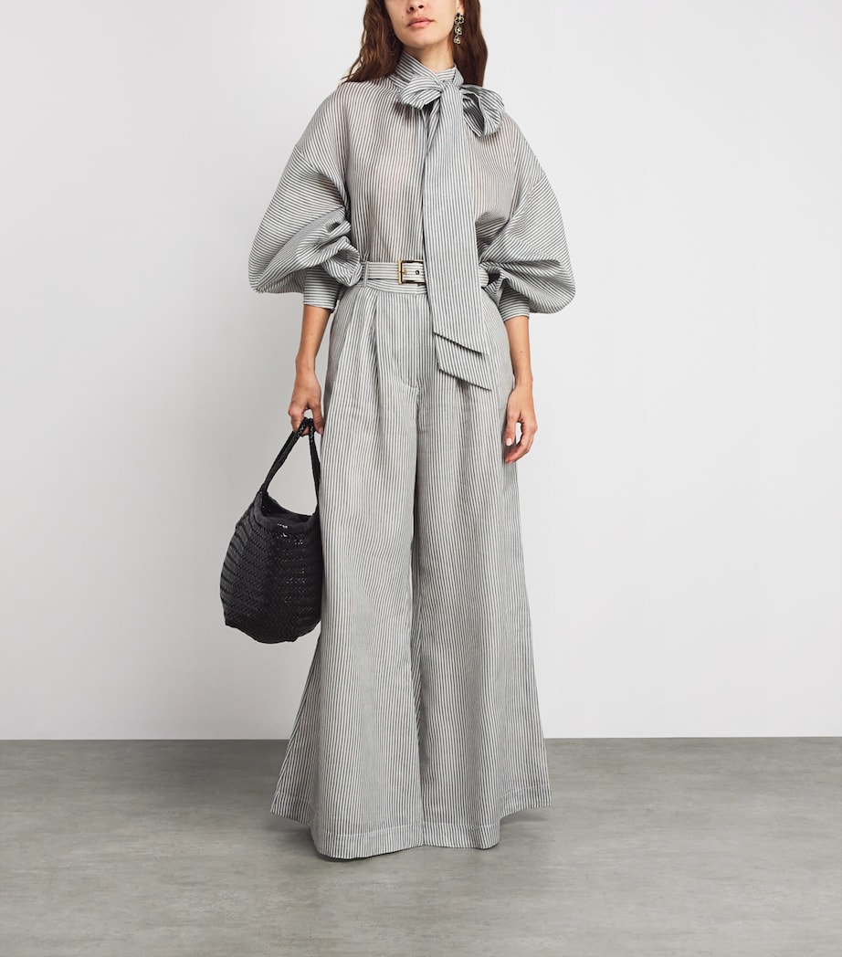 Silk-Cotton Hypnotic Blouse NAVY STRIPE Image 2