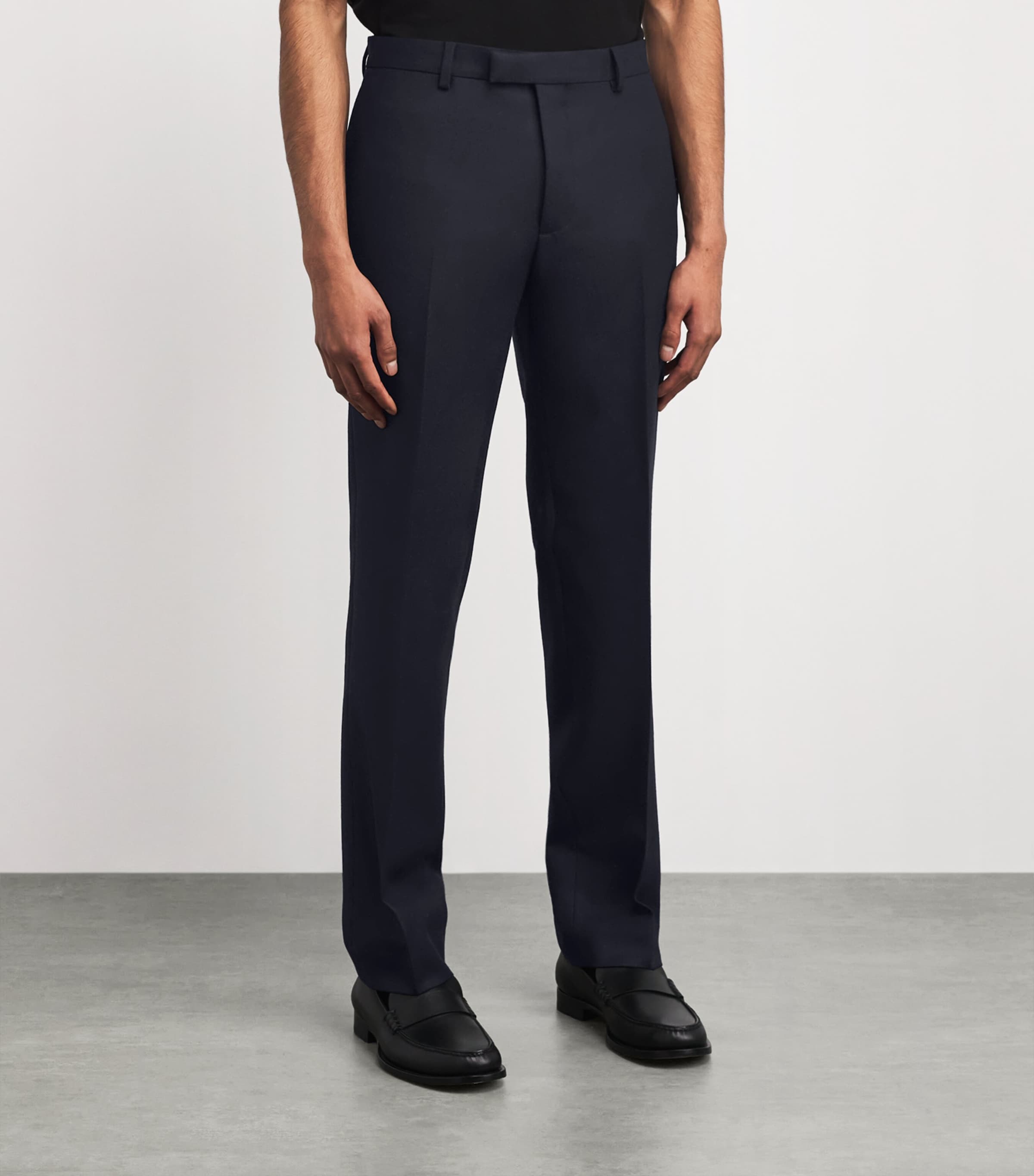 Virgin Wool Tailored Trousers NAVY BLUE Image 3