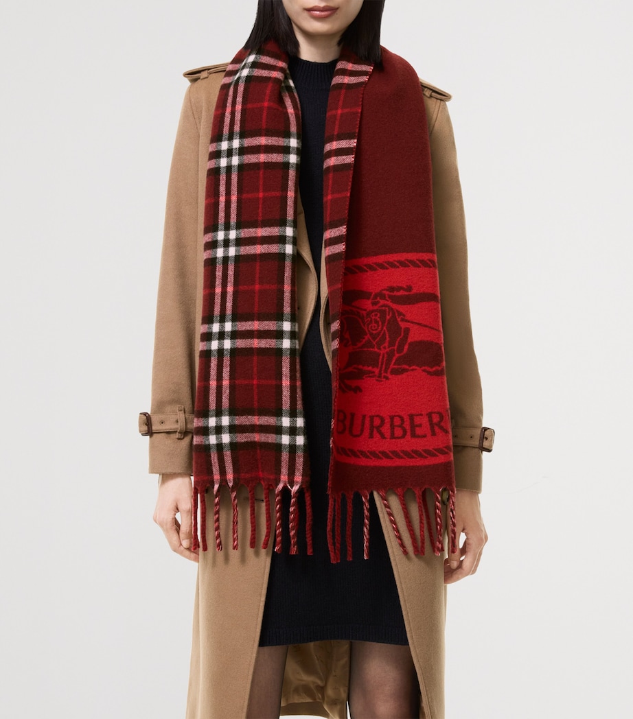 Burberry Cashmere Reversible Knight Stamp Scarf Oxblood/red Image 3