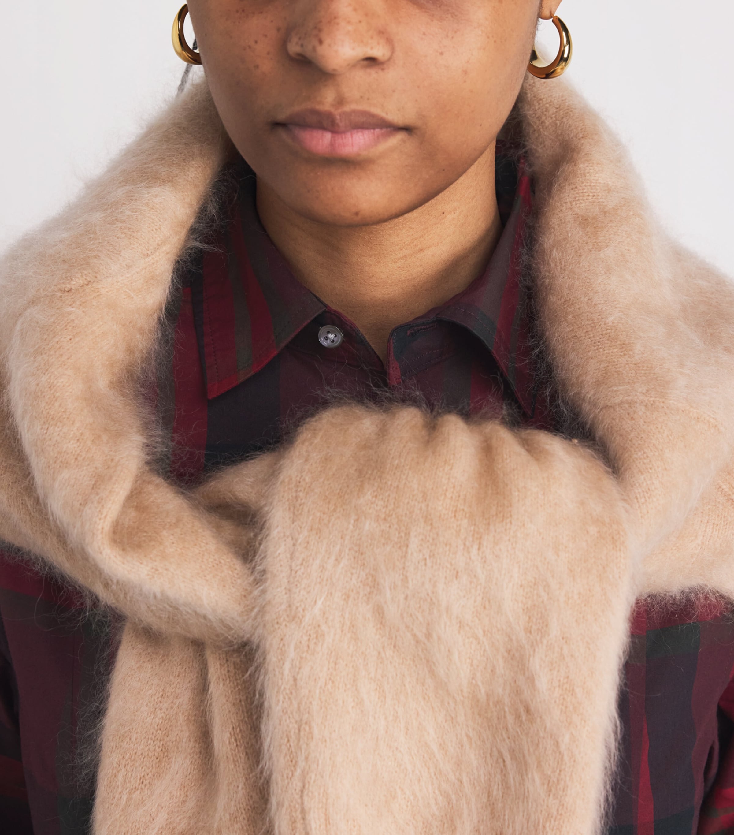 Cotton Check Midi Dress RED Image 4