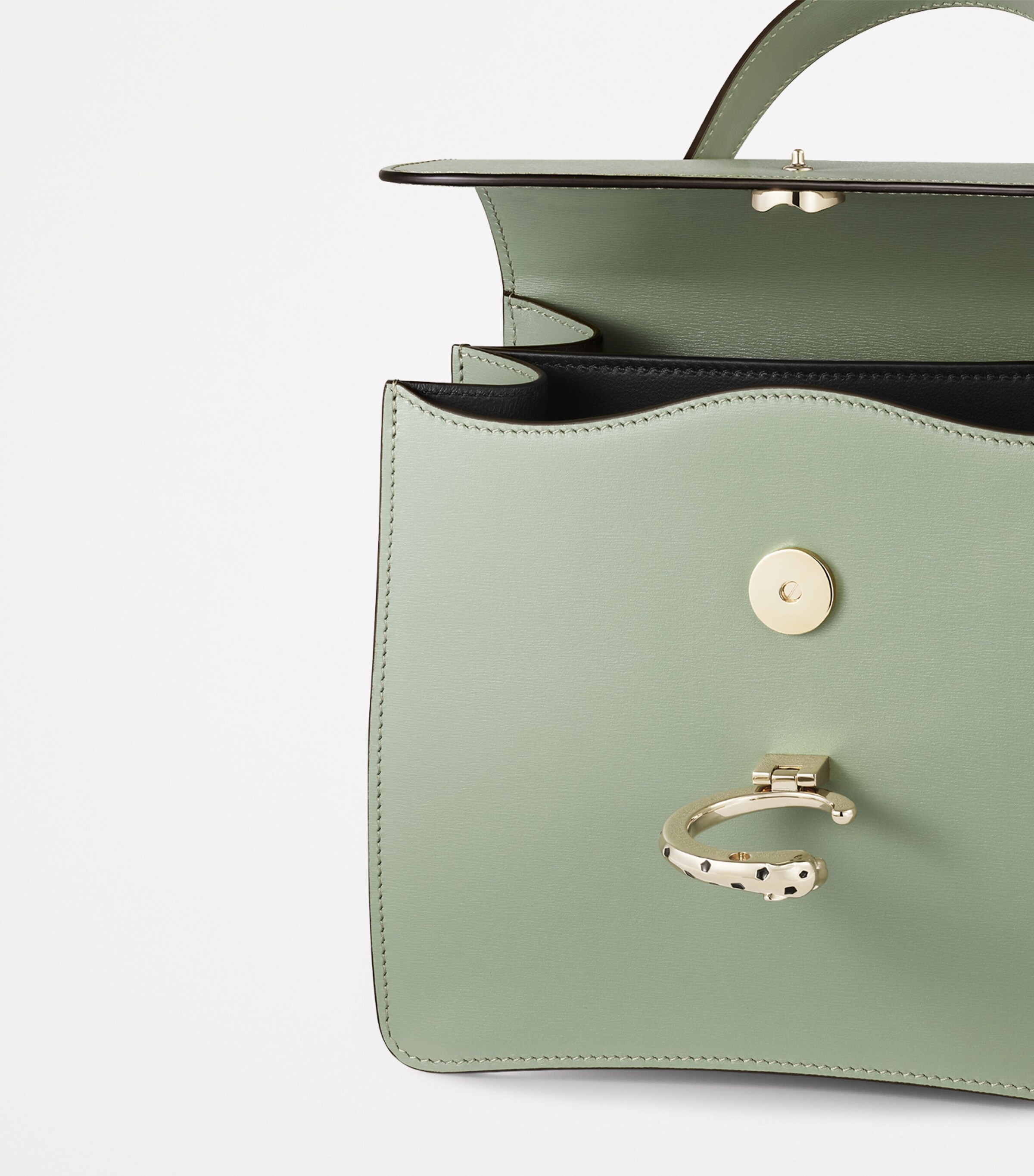 Small Leather Panthère C de Cartier Top-Handle Bag SAGE GREEN Image 5