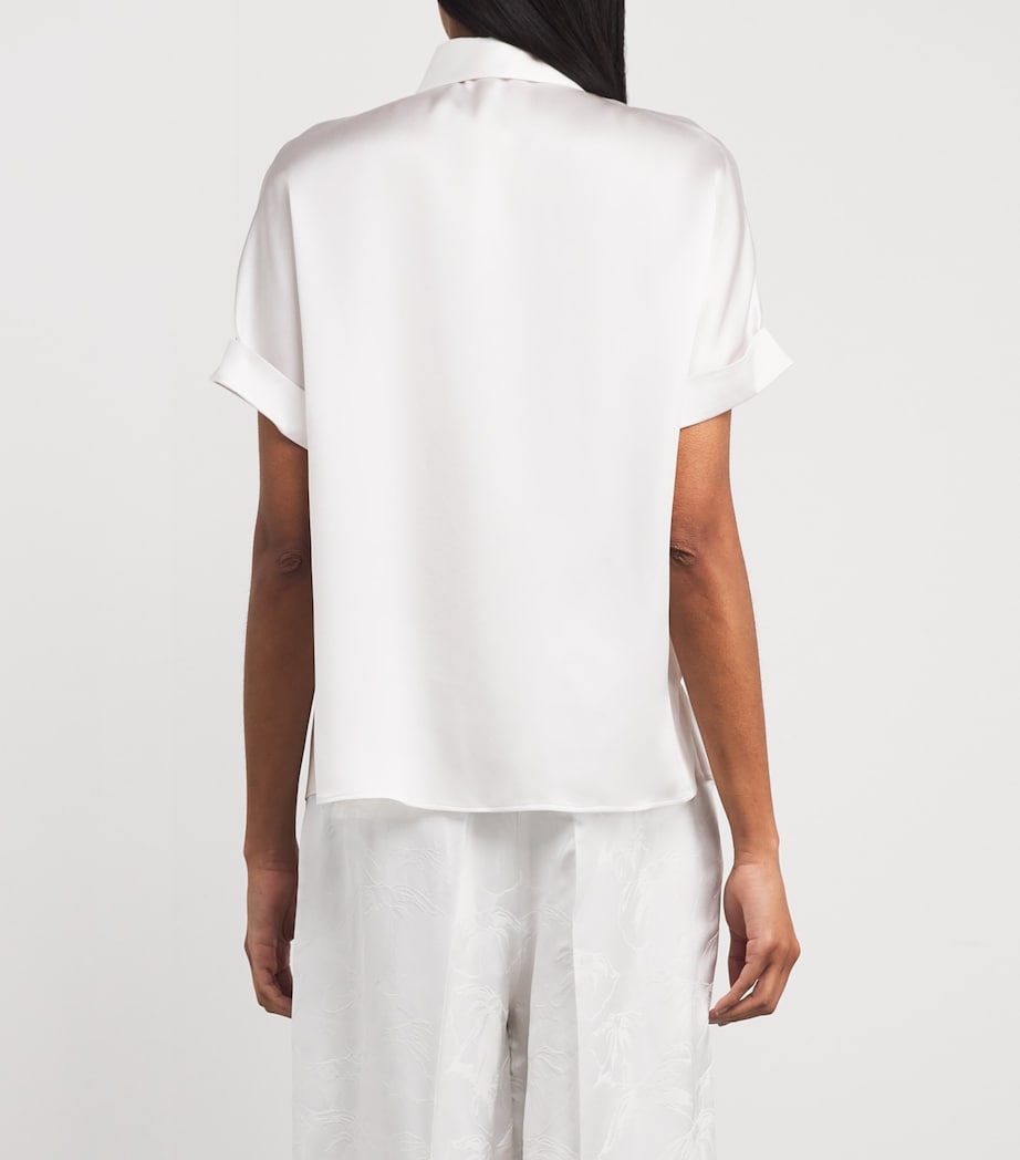Eleventy Womens Silk Short-Sleeve Shirt Bianco Image 4