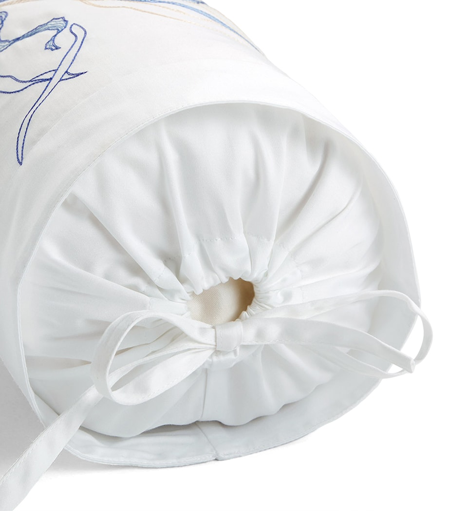 Yves Delorme Couture Nautilus Neck Roll (13cm x 35cm) Blc/blu Image 4