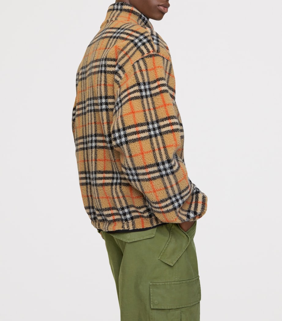 Wool-Blend Fleece Check Jacket SAND IP CHECK Image 3