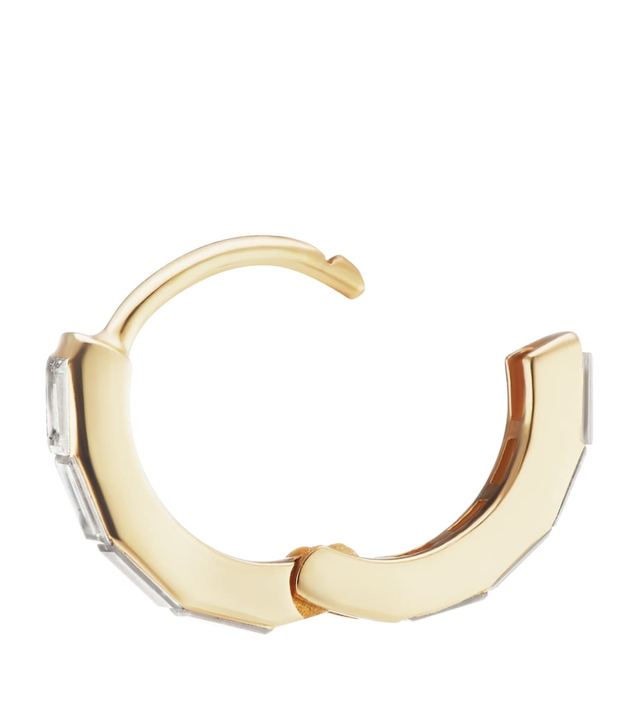 Yellow Gold Invisible Set Baguette Diamond Eternity Hoop Earring (6.5mm) YELLOW GOLD Image 2