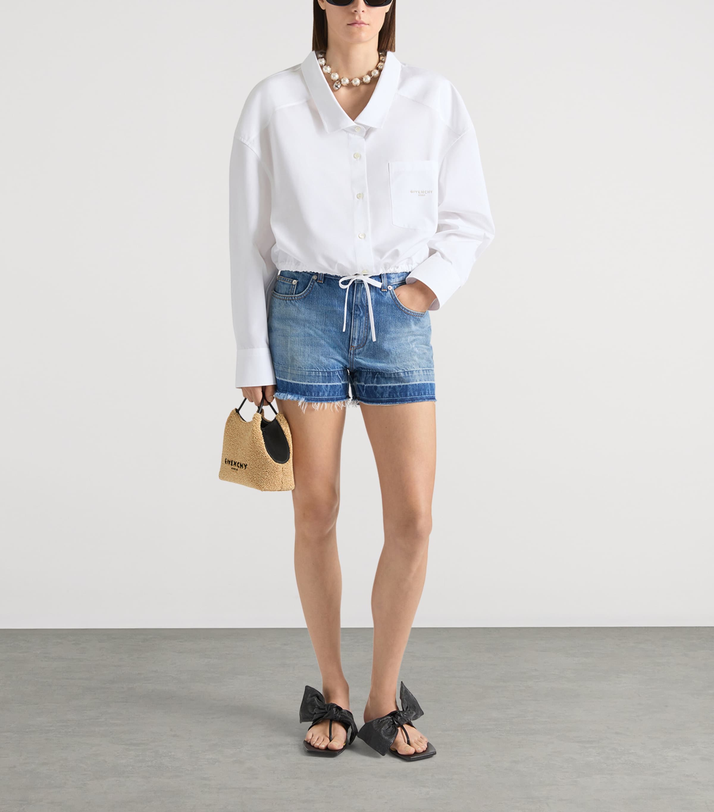 Givenchy Womens Cotton Cropped Shirt White Image 2