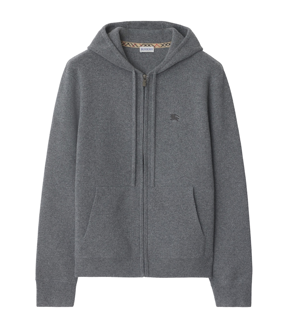 Cashmere-Blend Zip-Up Slim Hoodie GREY Image 1
