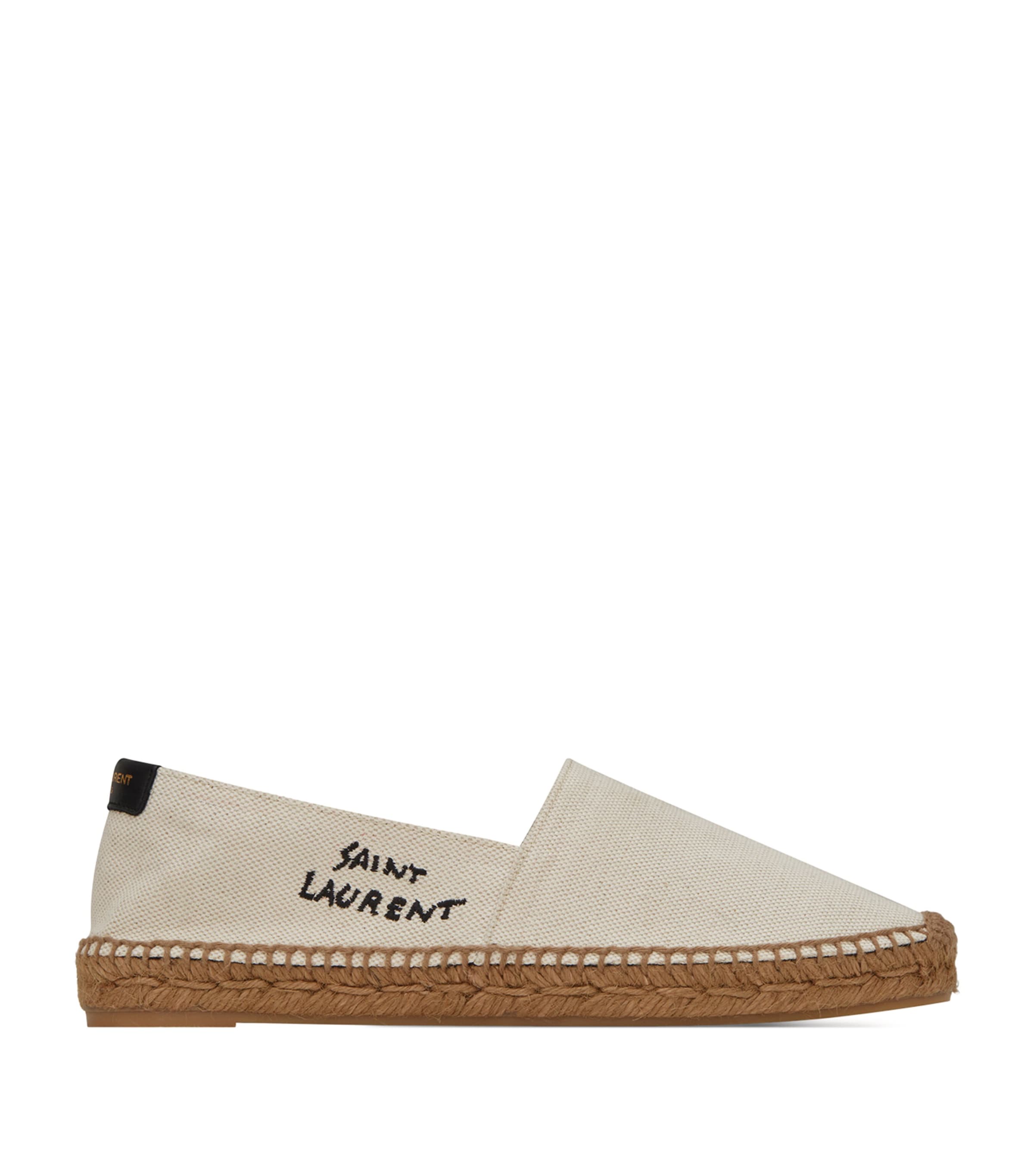 Saint Laurent Espadrille Ecru With Embossed Leather Detailing In Nude