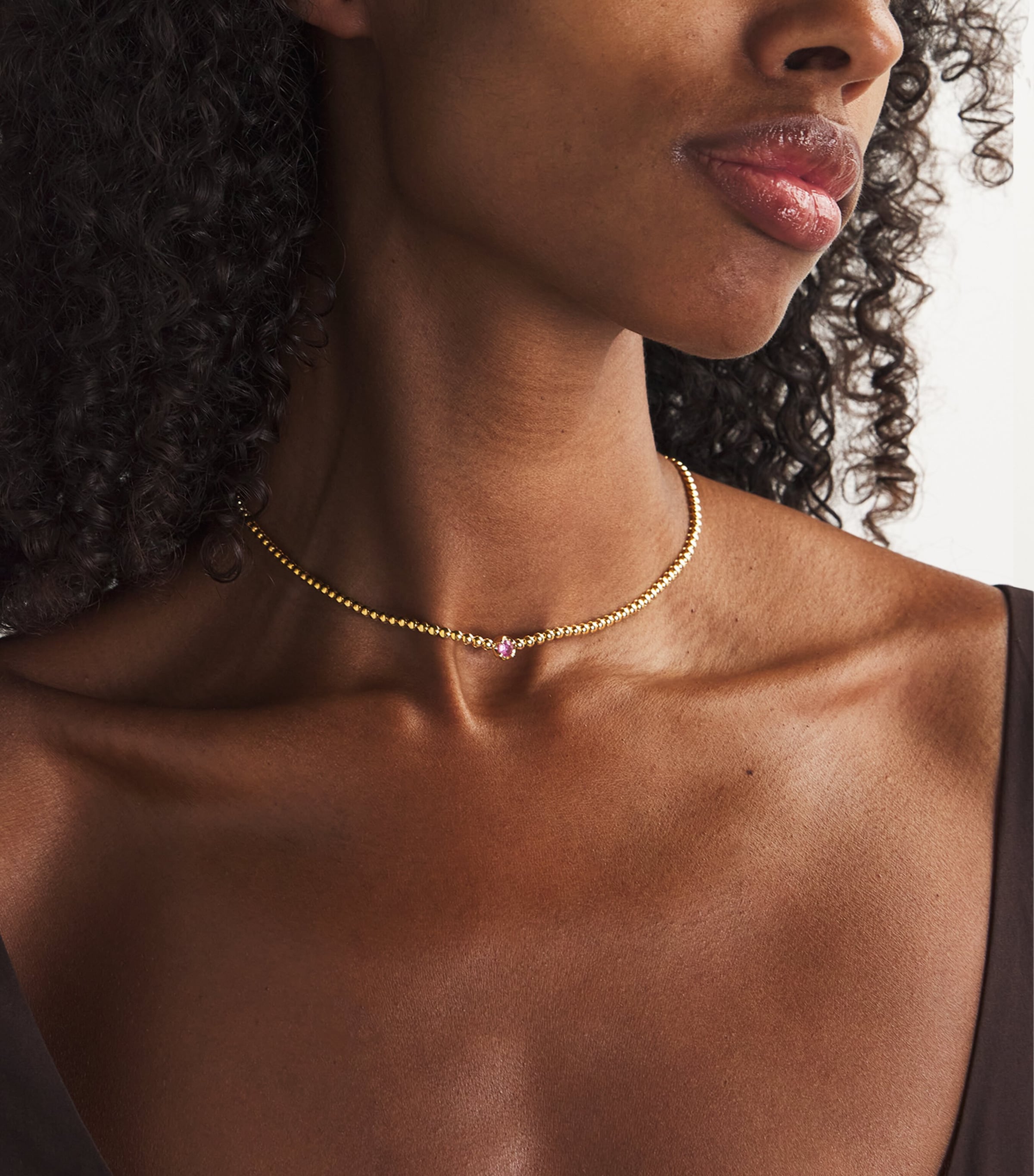 Yellow Gold and Pink Sapphire Illusion Tennis Necklace YELLOW GOLD Image 2