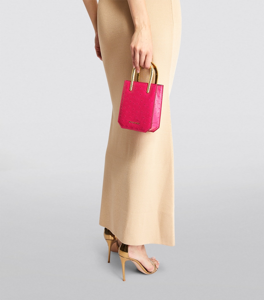 Ostrich Leather Serpentine Cross-Body Bag FUCHSIA Image 4