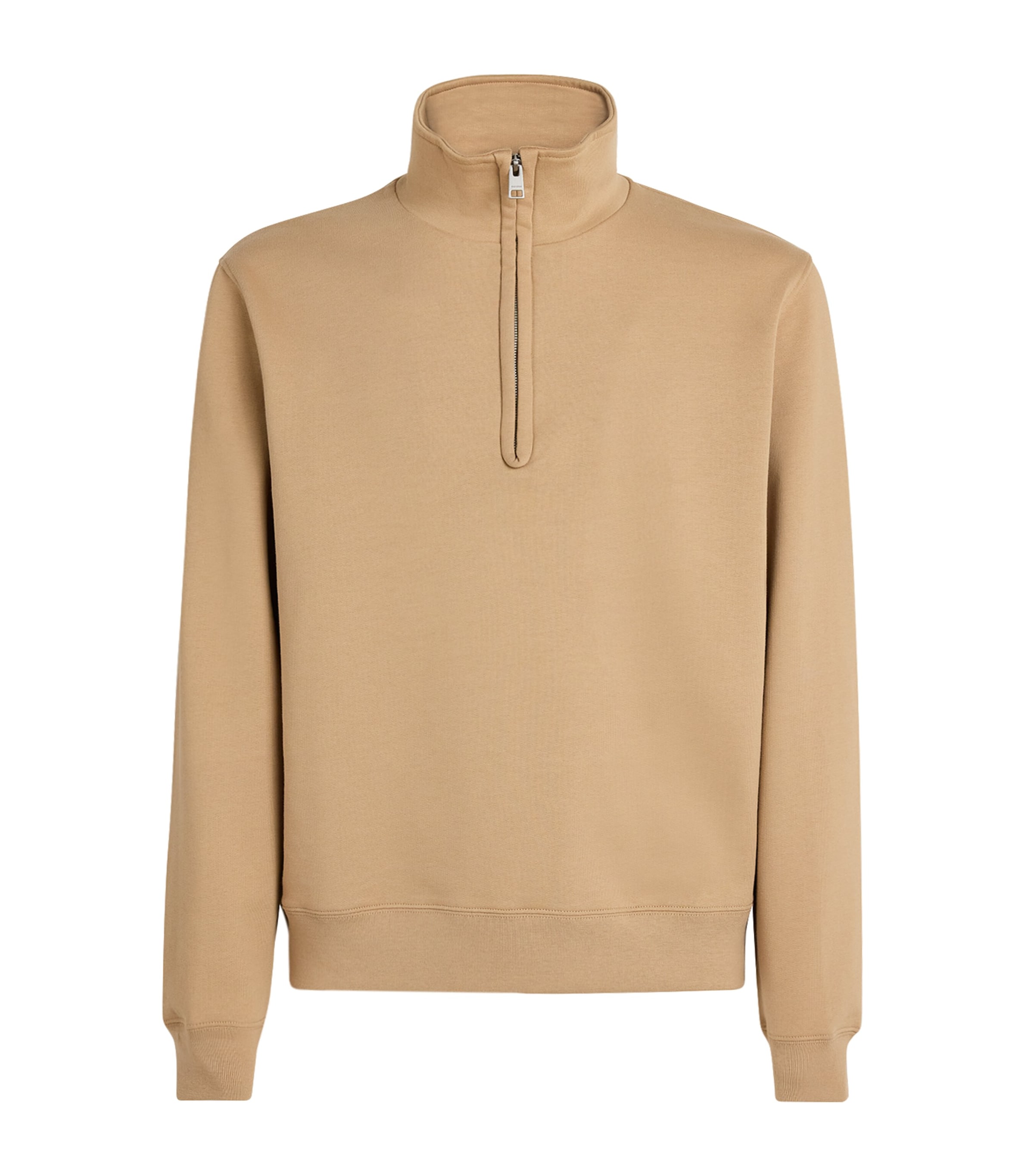 Sandro Paris Mens Cotton Half-Zip Sweatshirt Cappucino Image 1