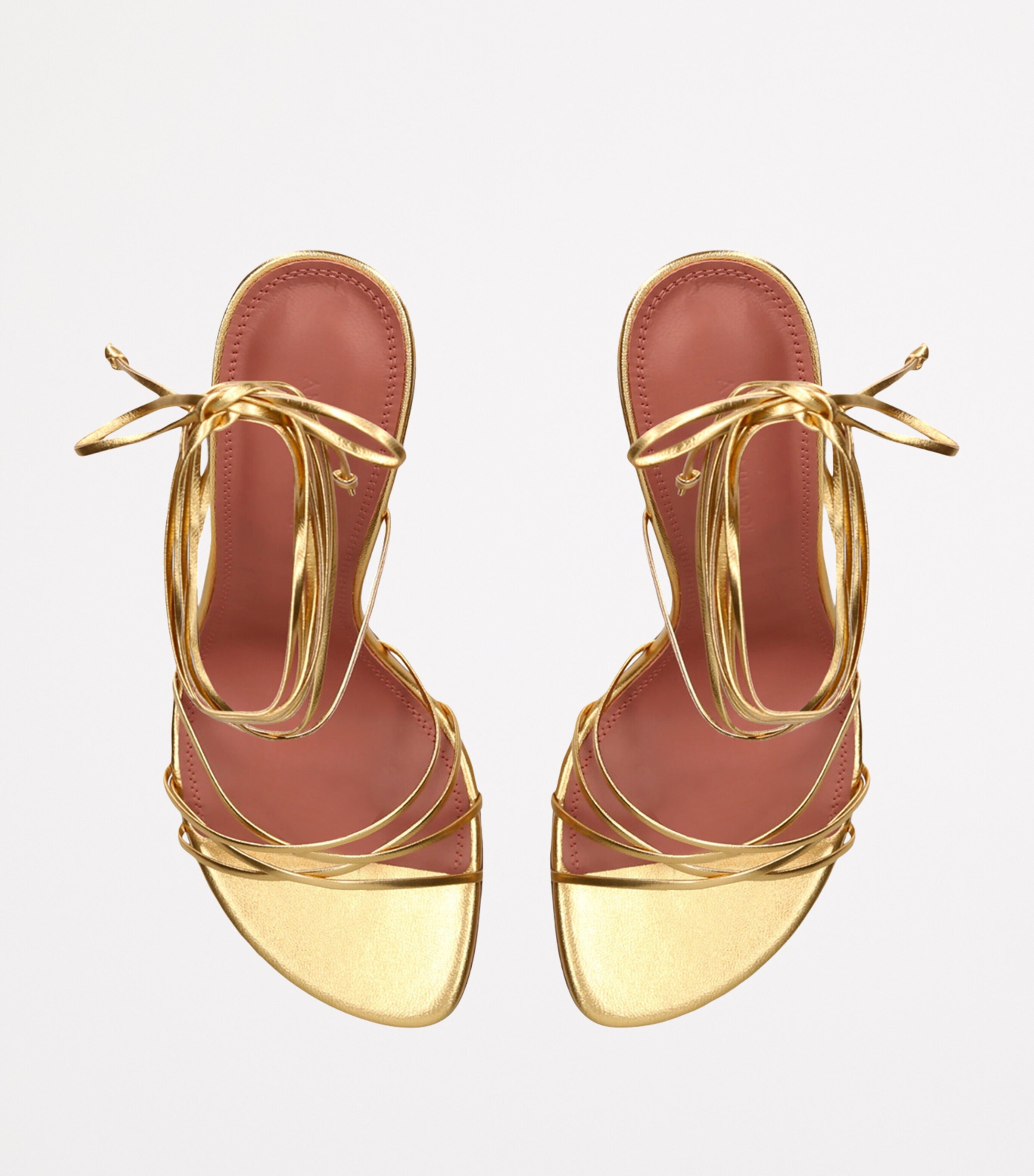 Amina Muaddi Lace-Up Lori Sandals 95 Gold Image 4
