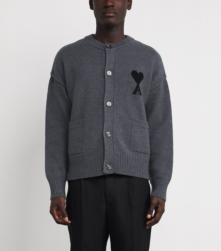 Virgin Wool Ami de Coeur Cardigan 0504 - GRIS CHINE/ NOIR Image 3