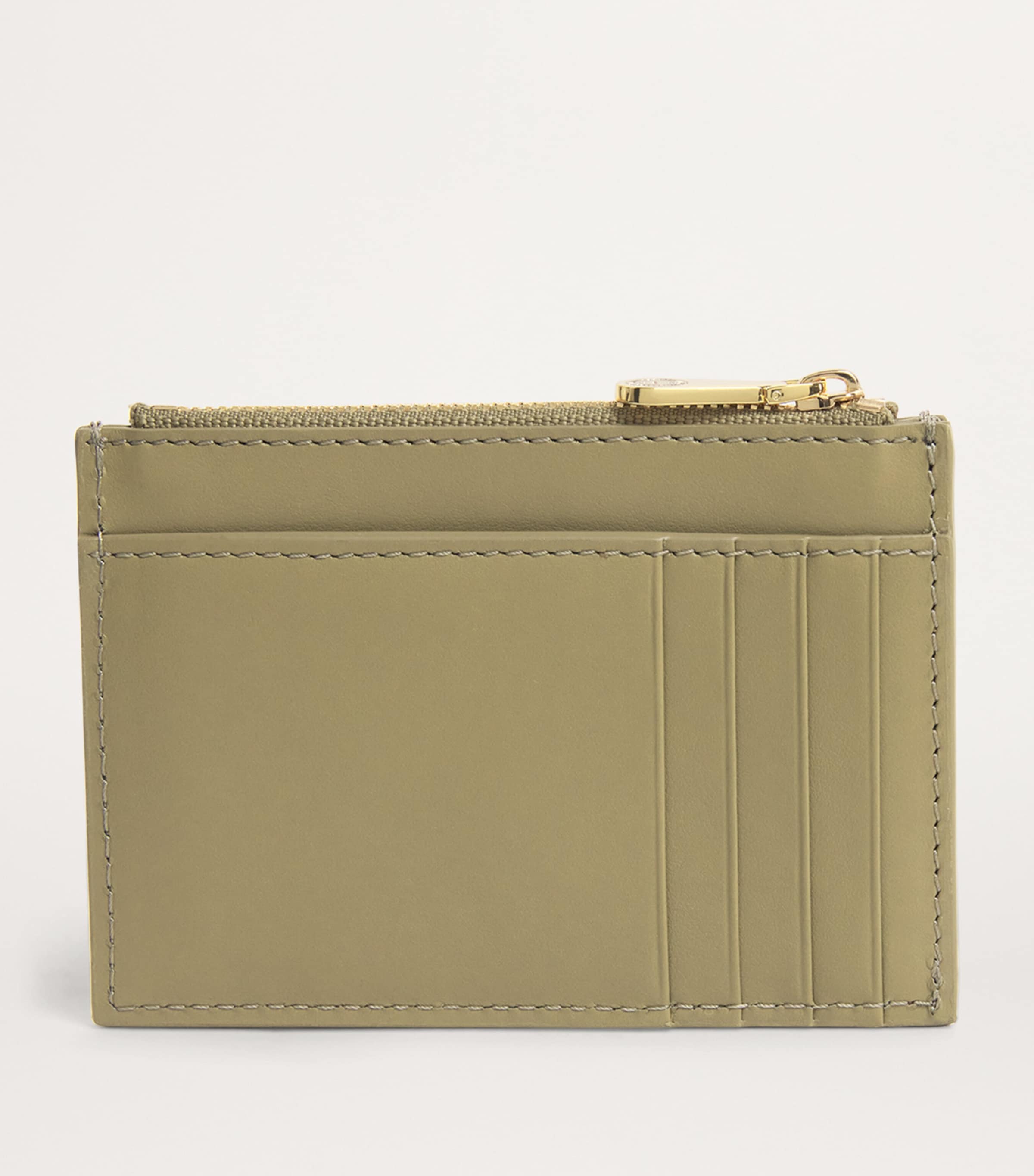Harrods Smooth Leather Card Holder Olive Image 2