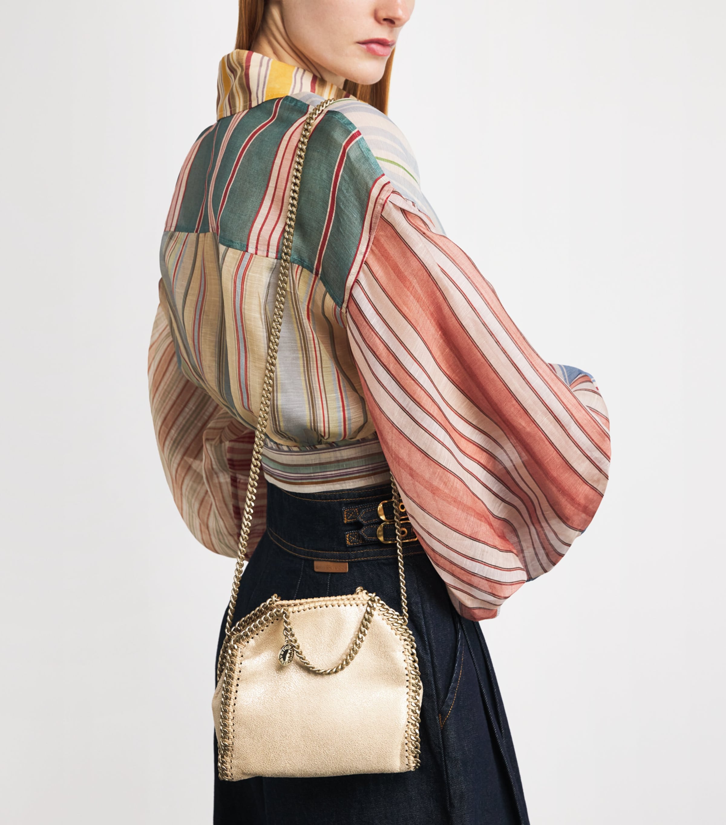 Tiny Faux Leather Falabella Tote Bag T701 GOLD Image 2