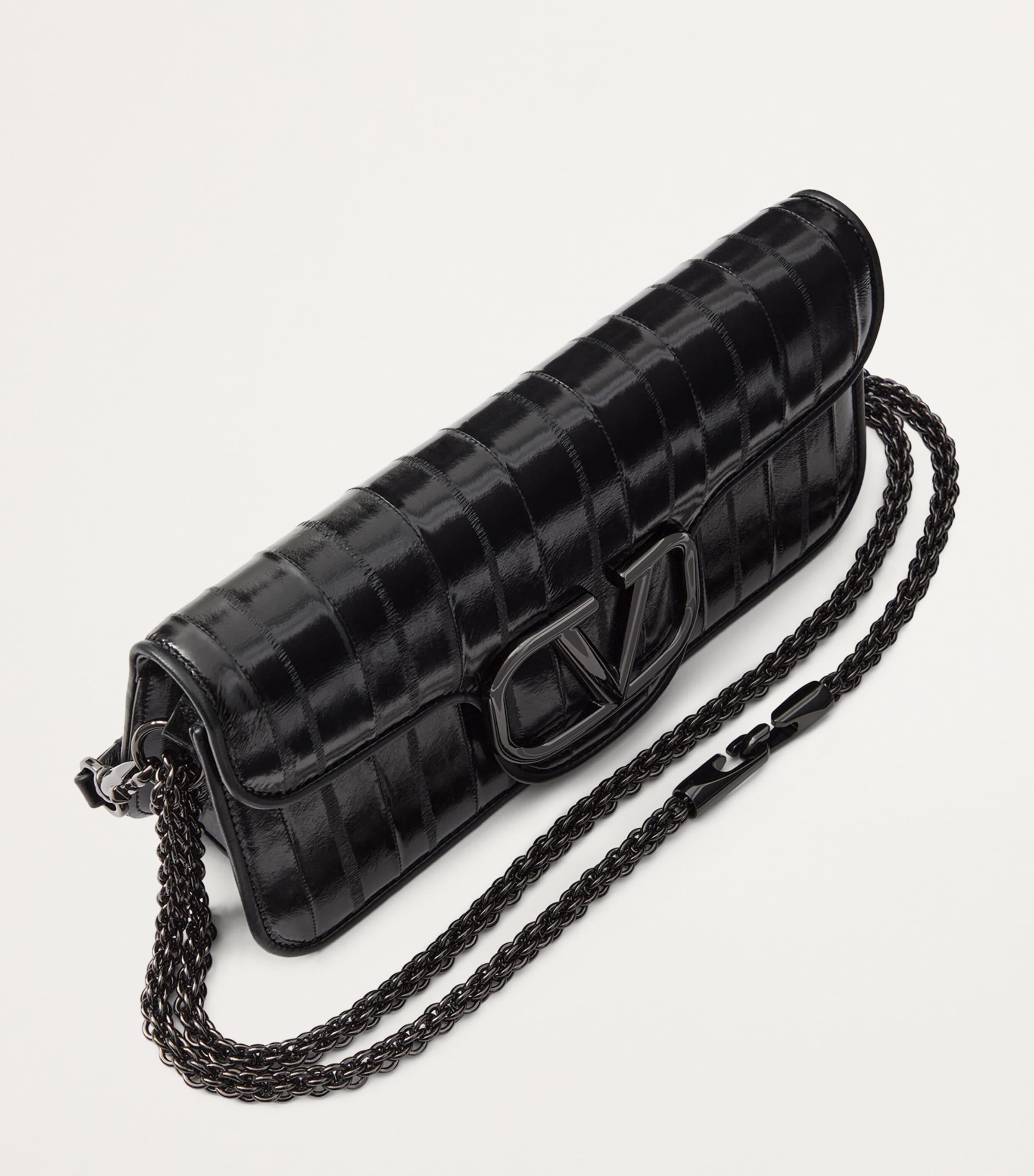Valentino Garavani Patent Leather Locò Shoulder Bag | Harrods UK