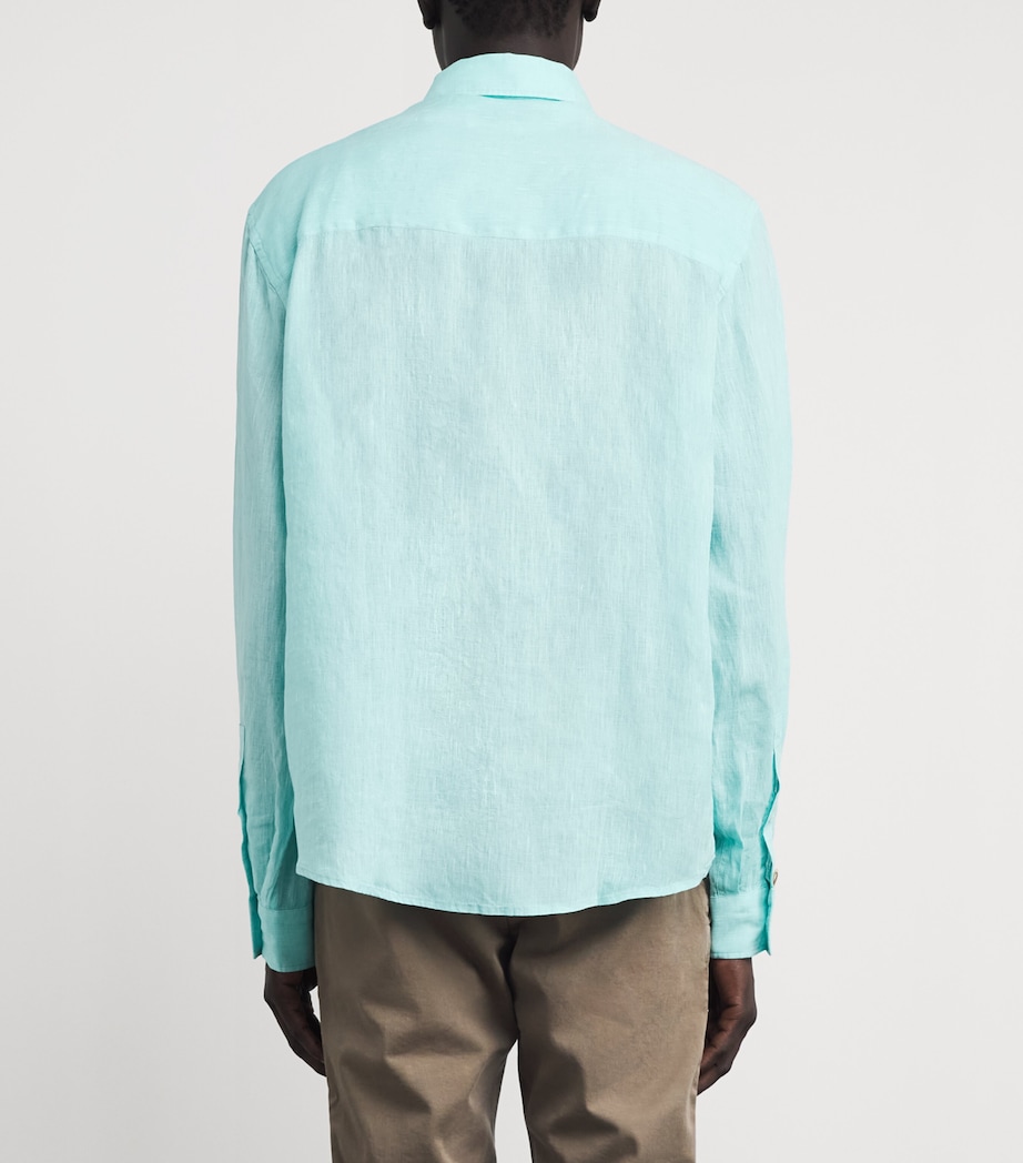 JACOB COHËN Mens Linen Long-Sleeve Shirt Turquoise Image 5