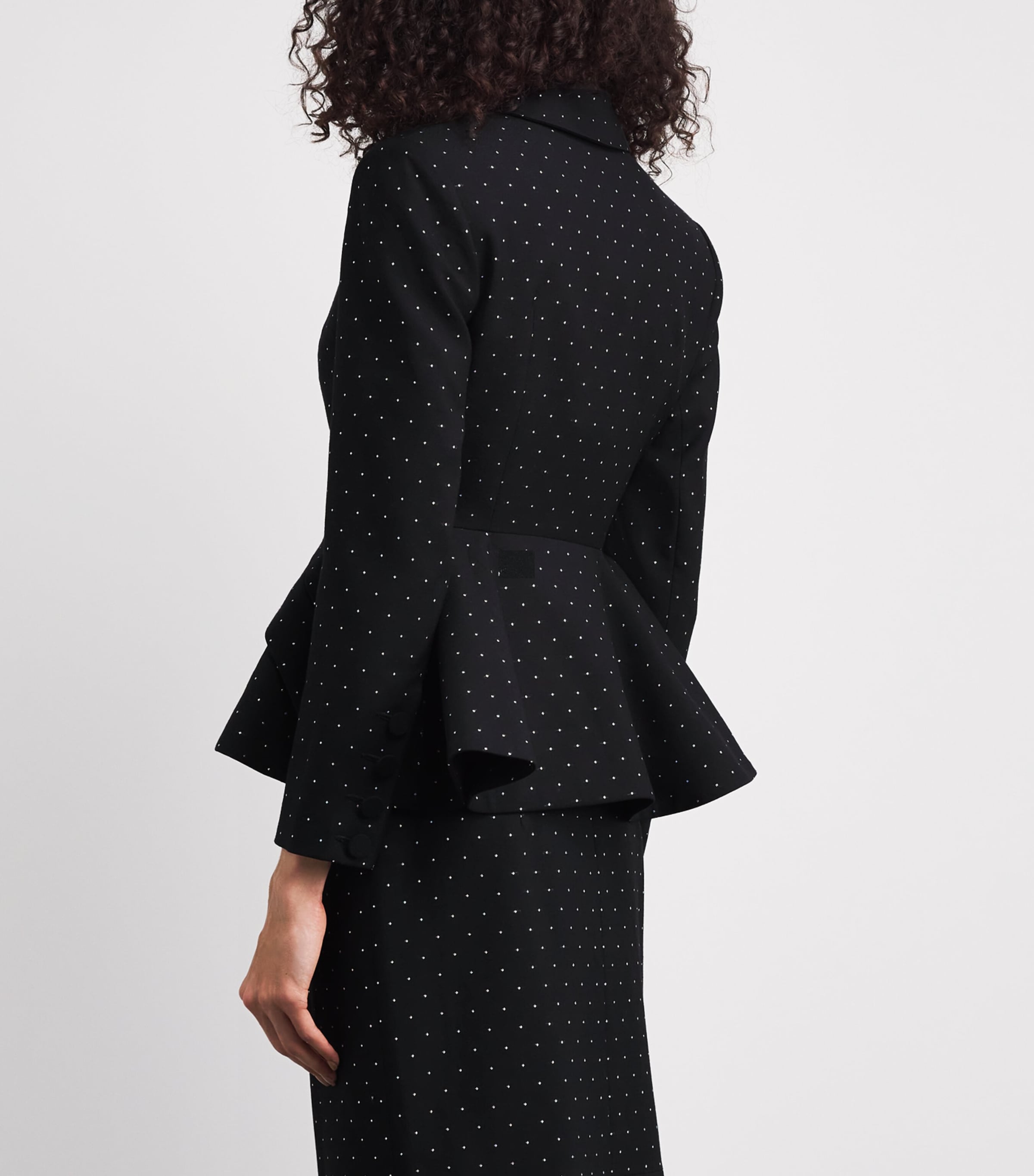 Huishan Zhang Womens Wool-Blend Polka Dot Gill Jacket Black Polka Dot Image 5