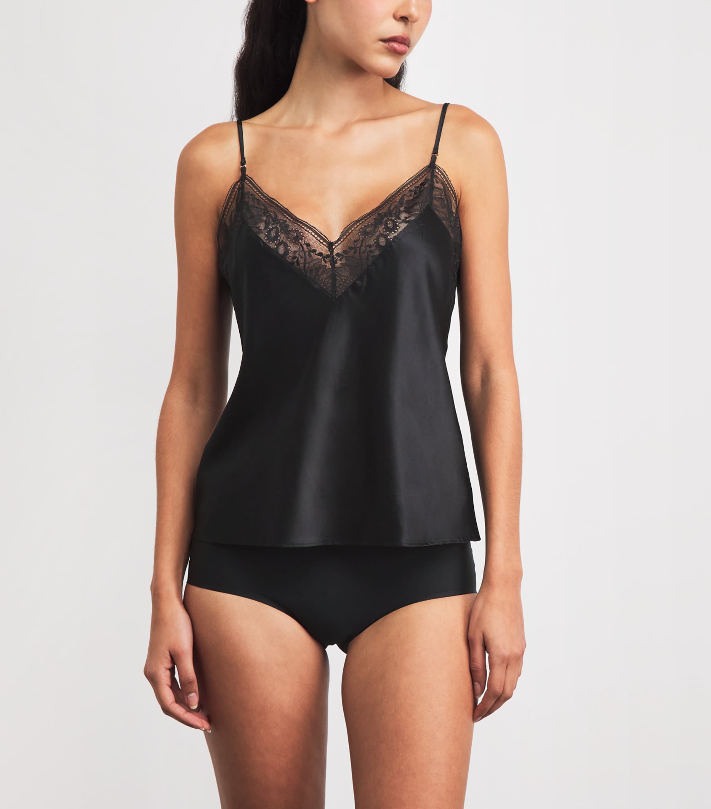Aubade Womens Silk-Blend Midnight Whisper Camisole Noir Image 2