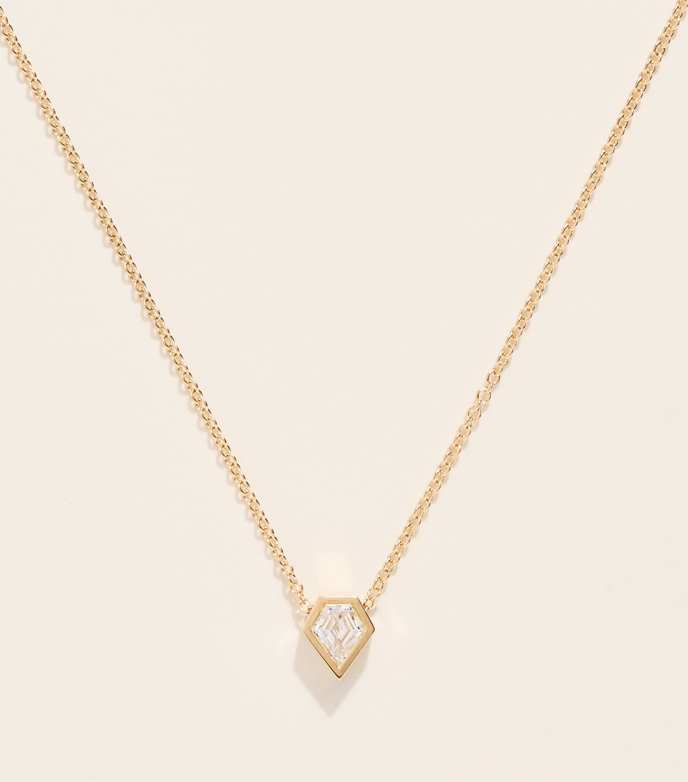 Azlee Yellow Gold and Shield Diamond Trace Chain Necklace Yellow Gold Image 1