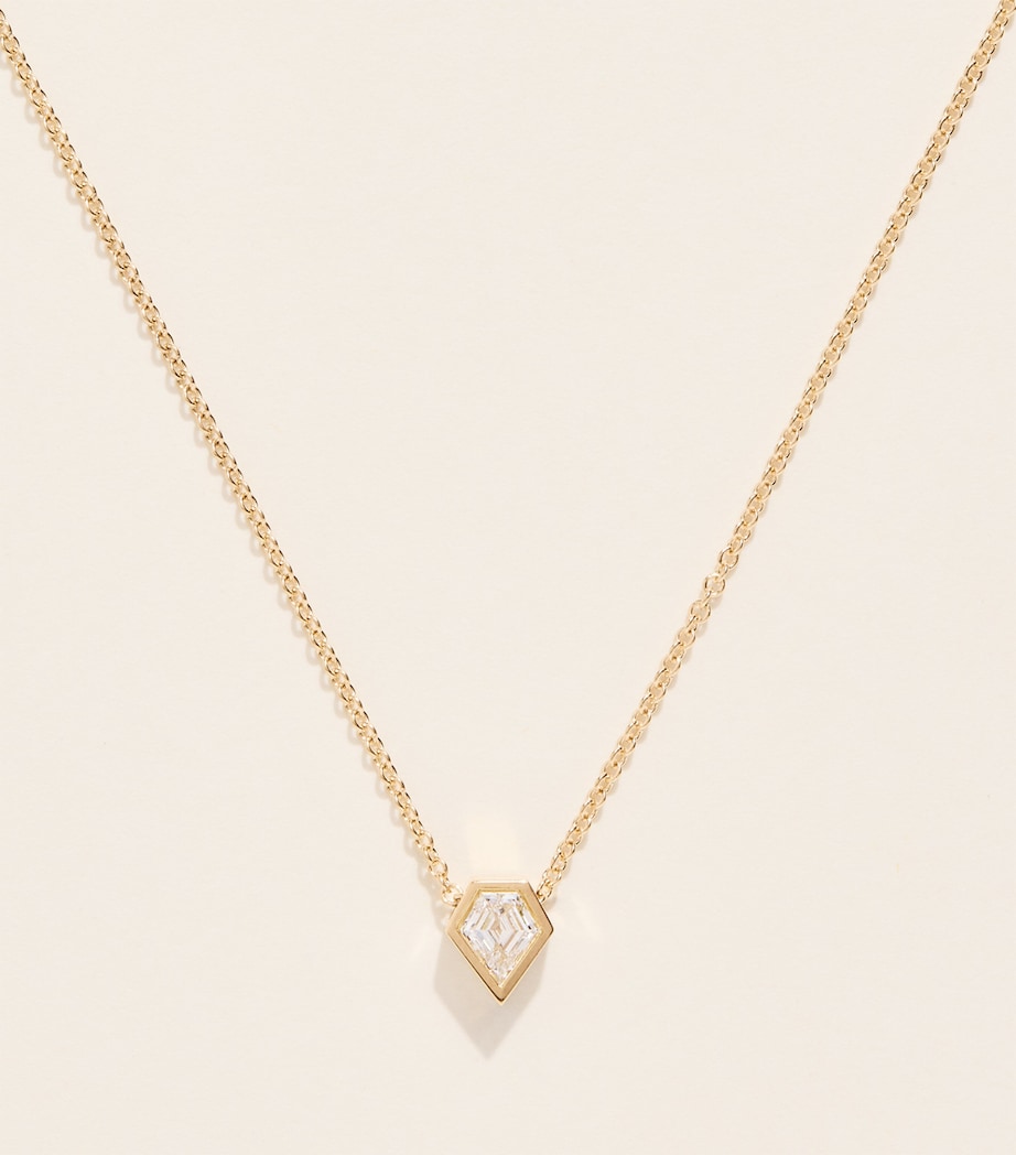 Azlee Yellow Gold and Shield Diamond Trace Chain Necklace Yellow Gold Image 1