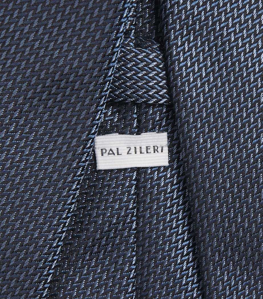 Silk Geometric Jacquard Tie 07 BLUE Image 3