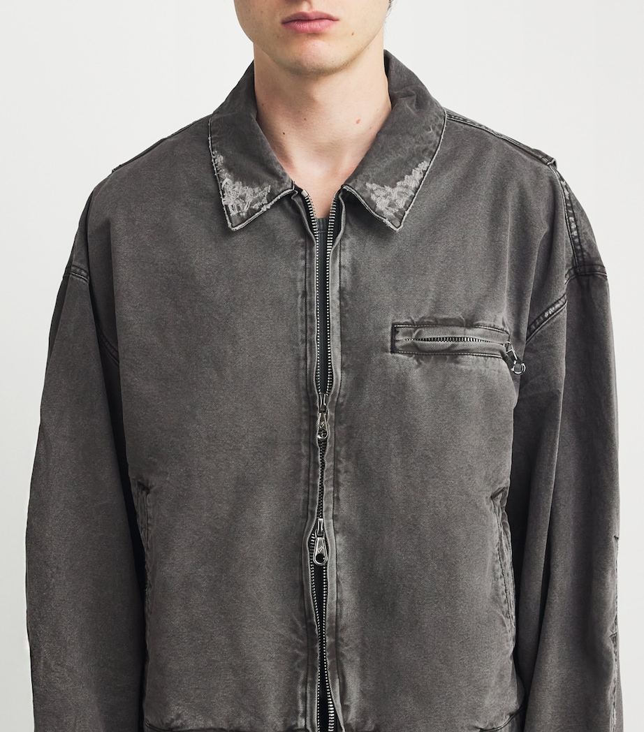 Distressed Trucker Jacket 000 BLACK Image 6