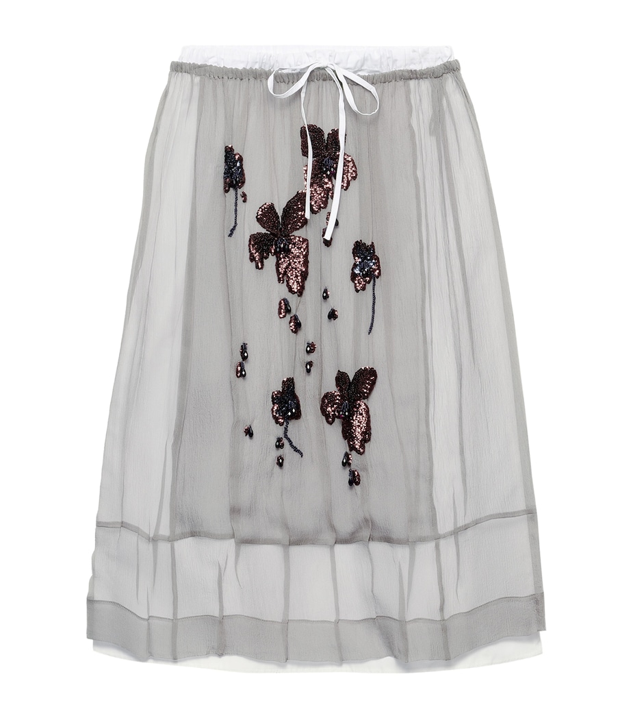 Silk Embroidered Chiffon Midi-Skirt F0024 Image 1