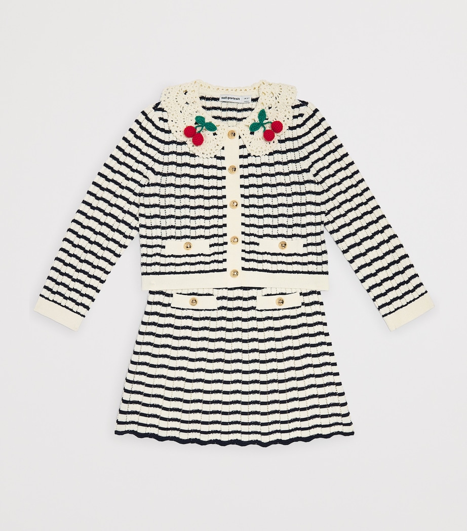 Self-Portrait Kids Stripe Crochet-Collar Cardigan (4-12 Years) Cream Image 3
