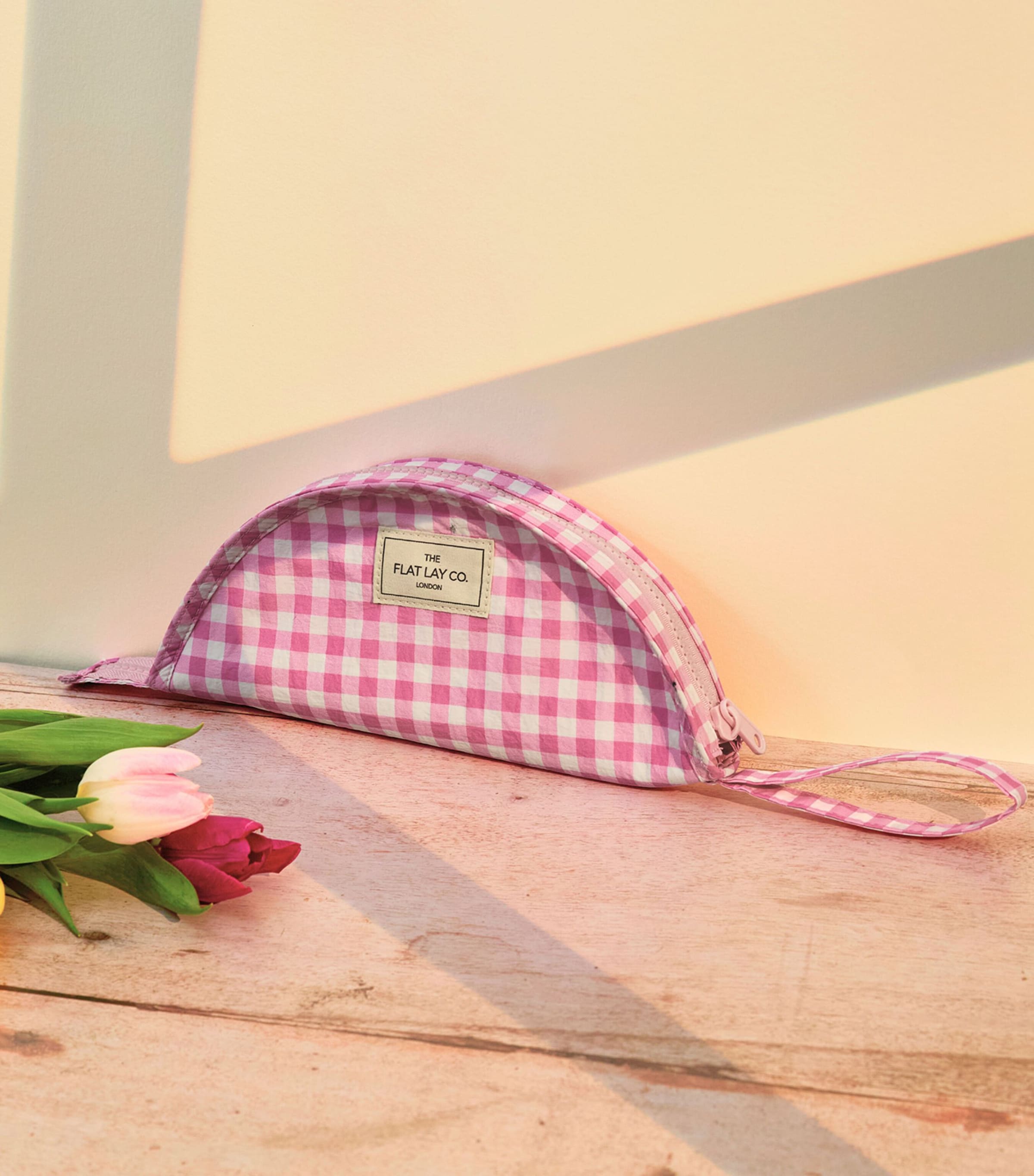Gingham Print Make-Up Pouch PINK GINGHAM Image 4