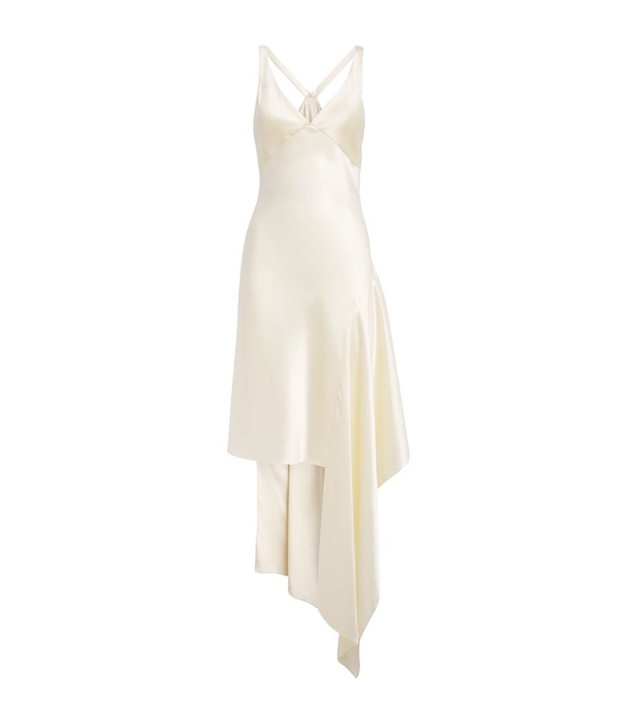 Laura Pitharas Womens Silk Asymmetric Mini Dress Butter Yellow Image 1